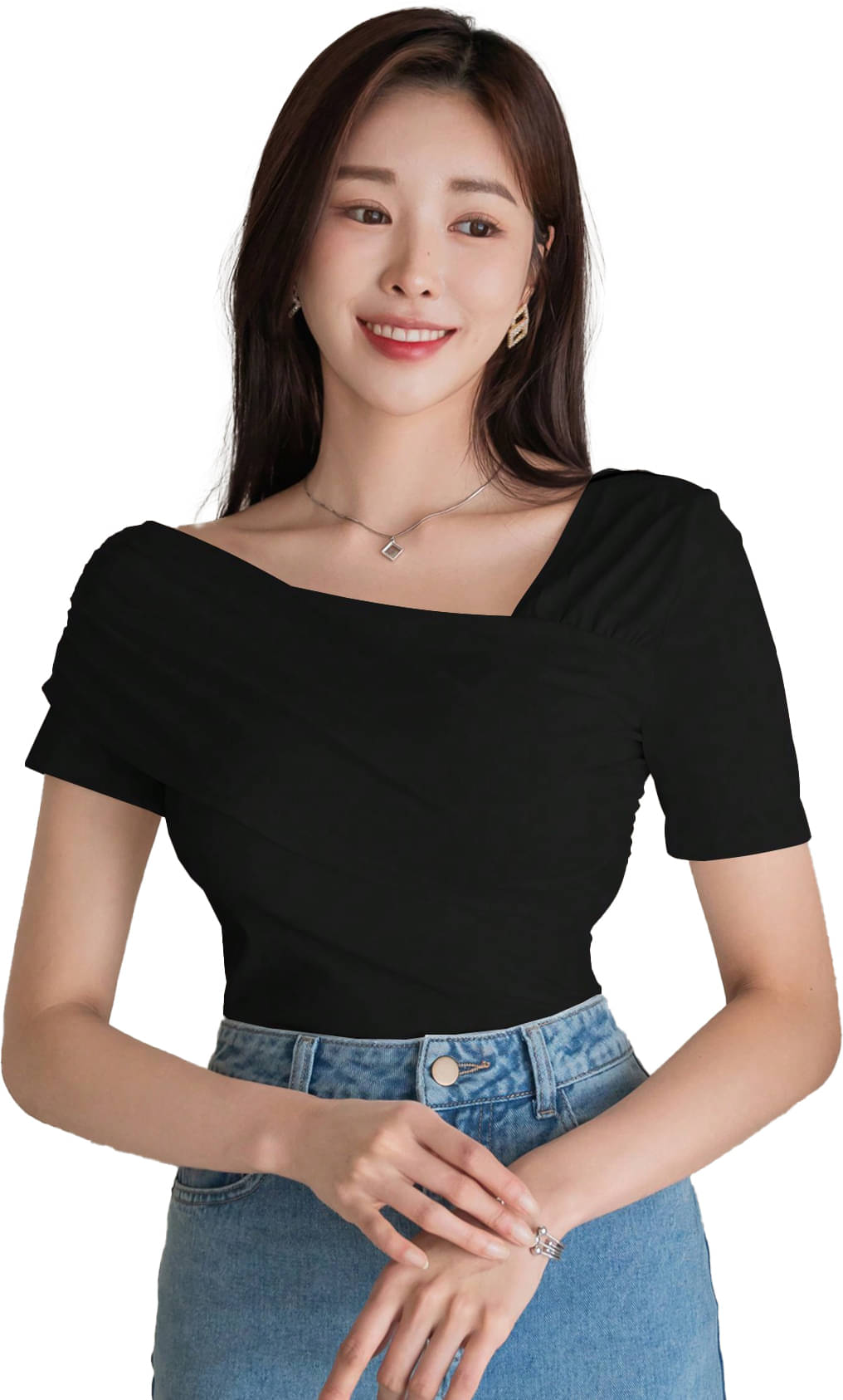     			Istyle Can Women's Lycra Asymmetrical Top ( Black )