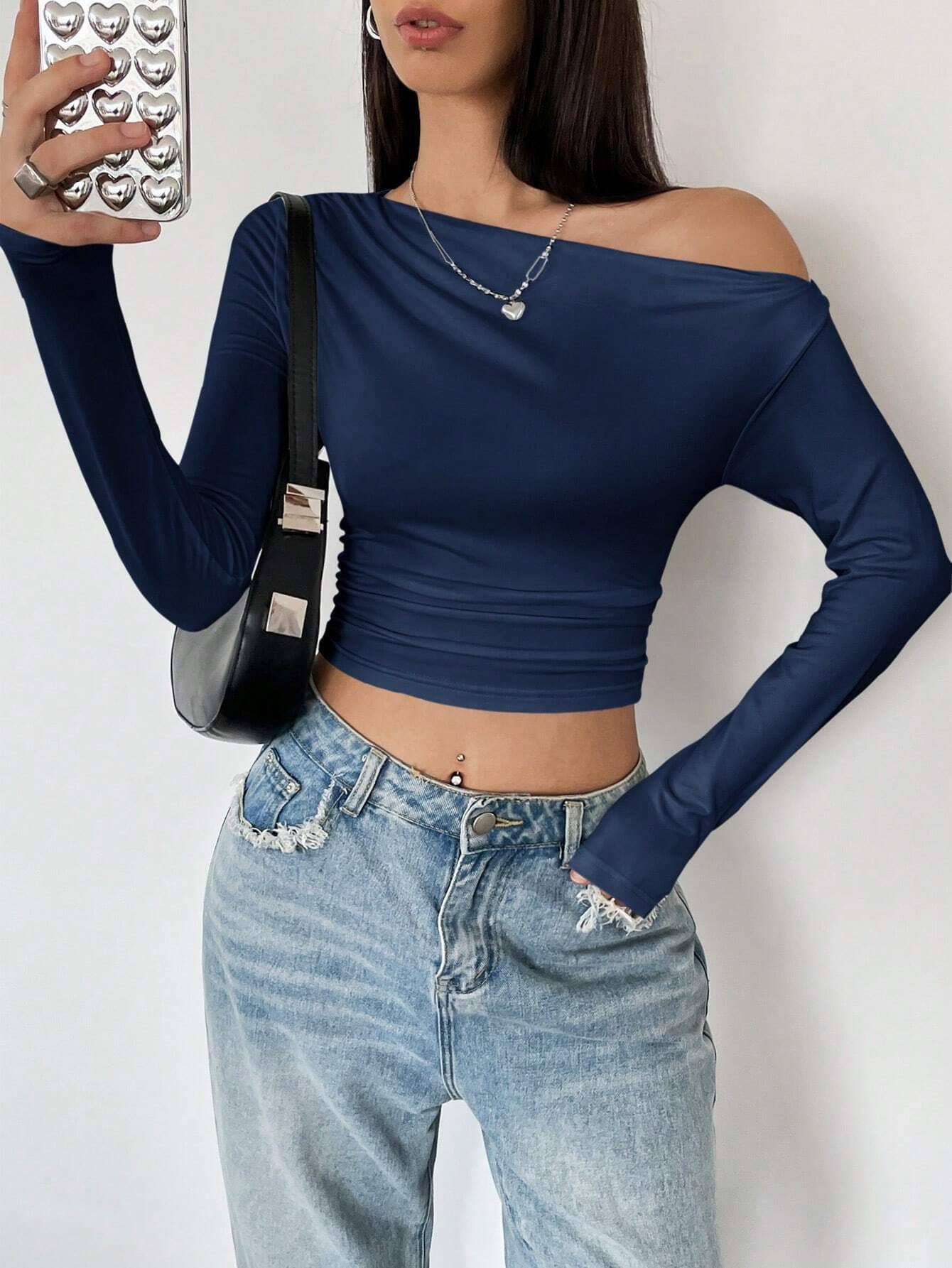 Istyle Can Women's Polyester Crop Top ( Blue )