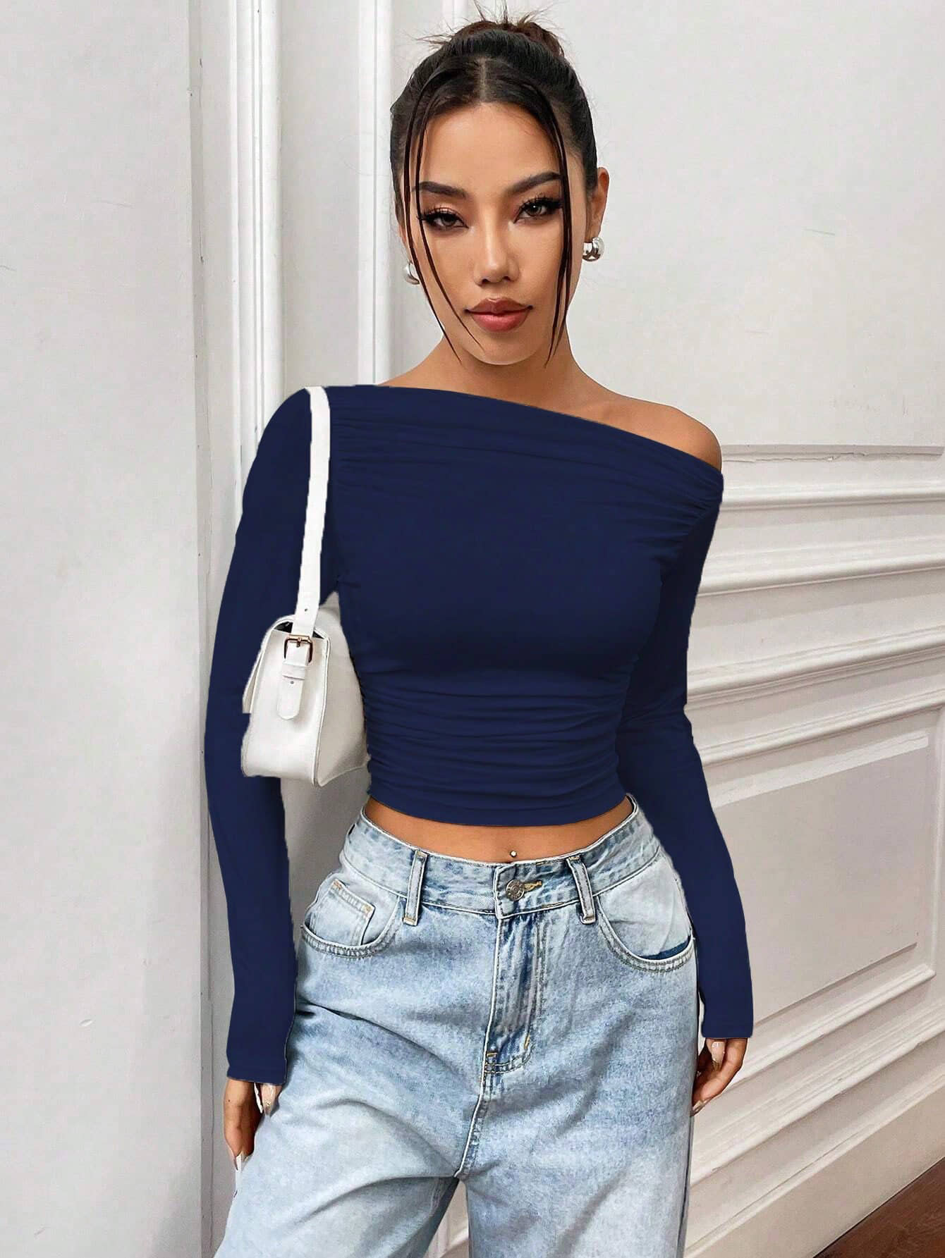 Istyle Can Women's Polyester Crop Top ( Blue )