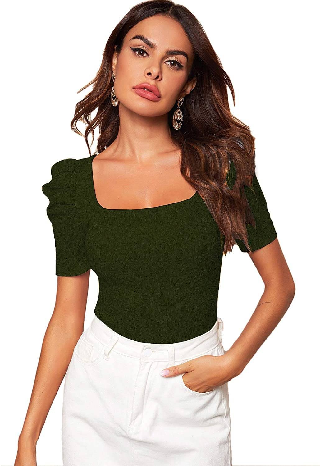 Istyle Can Women's Polyester Peplum Top ( Green ) Istyle Can Women's Polyester Peplum Top ( Green )