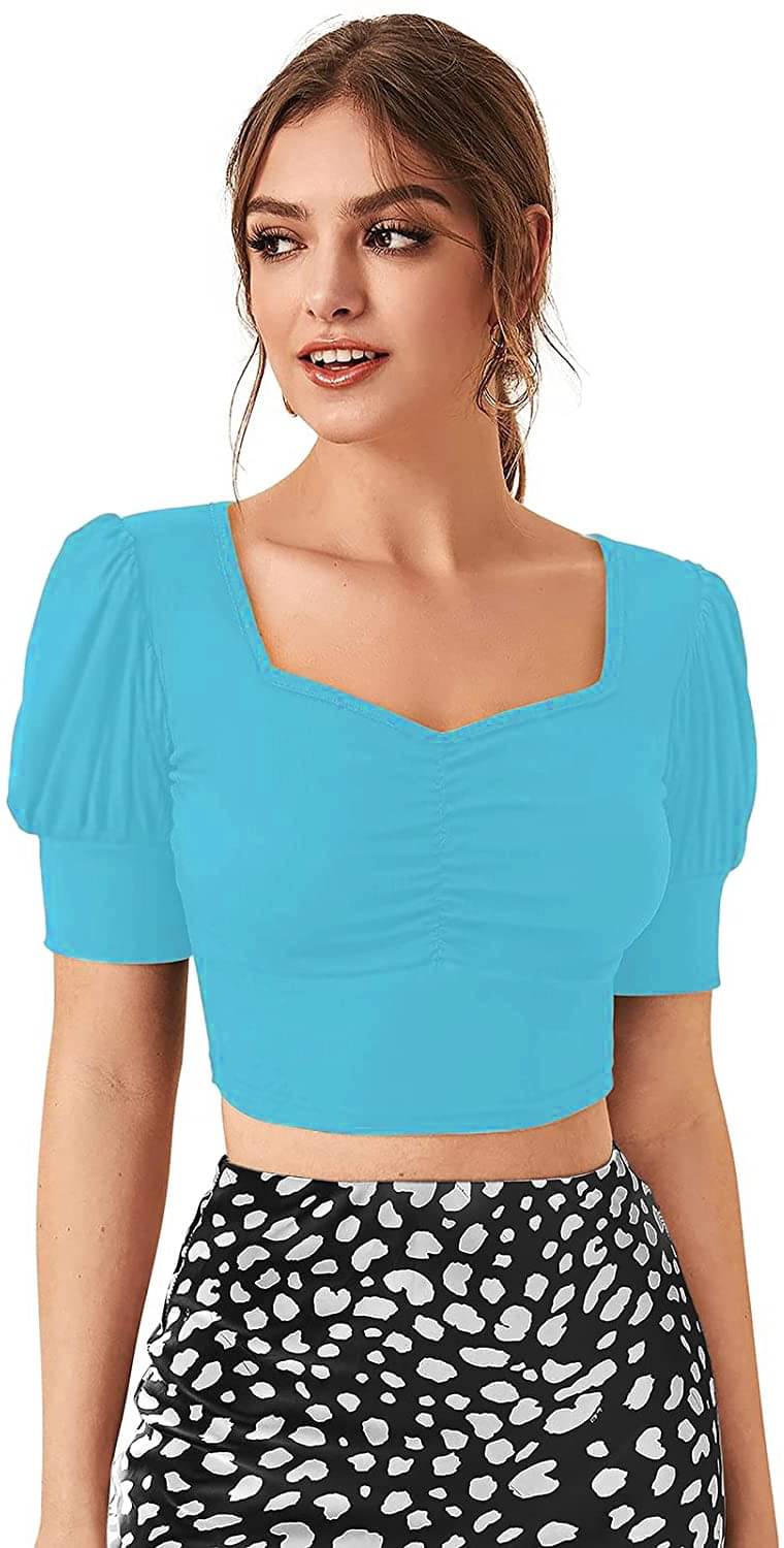     			Istyle Can Women's Polyester Crop Top ( Light Blue )