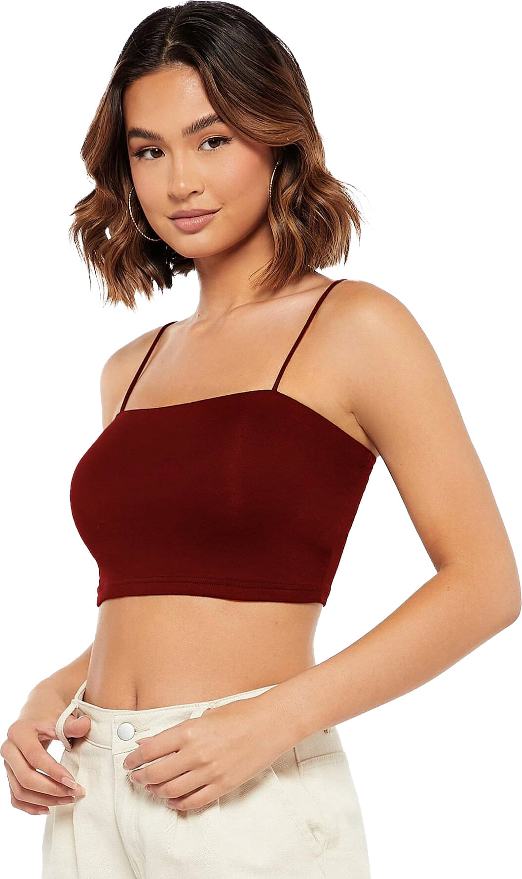     			Istyle Can Women's Cotton Blend Crop Top ( Maroon )