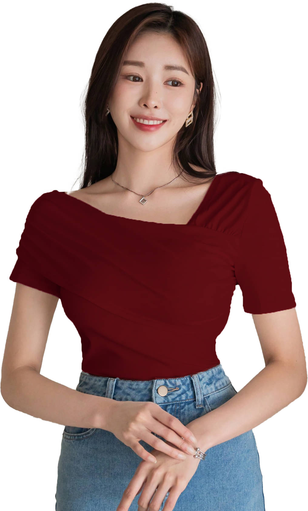 Istyle Can Women's Lycra Asymmetrical Top ( Maroon ) Istyle Can Women's Lycra Asymmetrical Top ( Maroon )