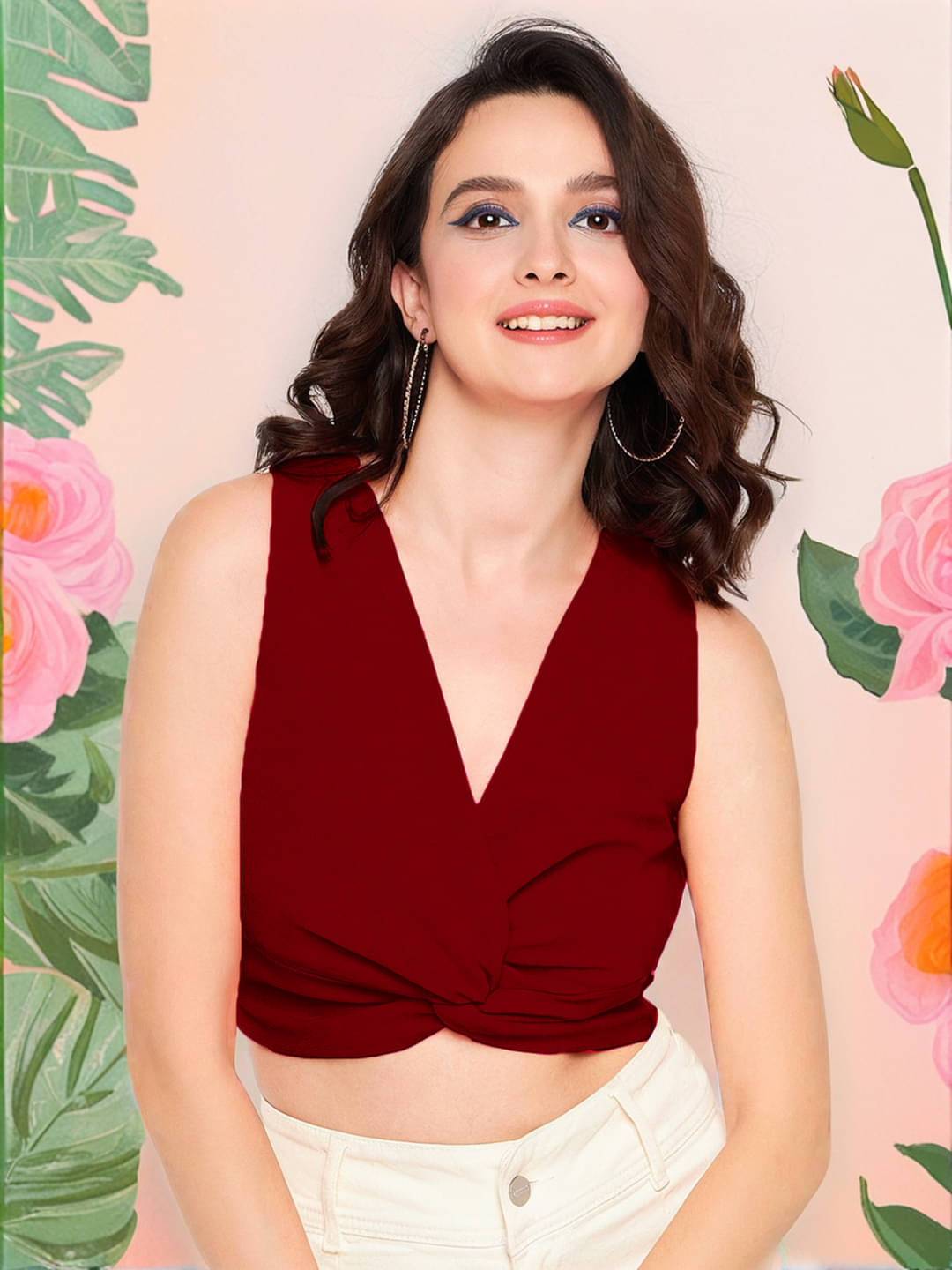     			Istyle Can Women's Polyester Crop Top ( Maroon )