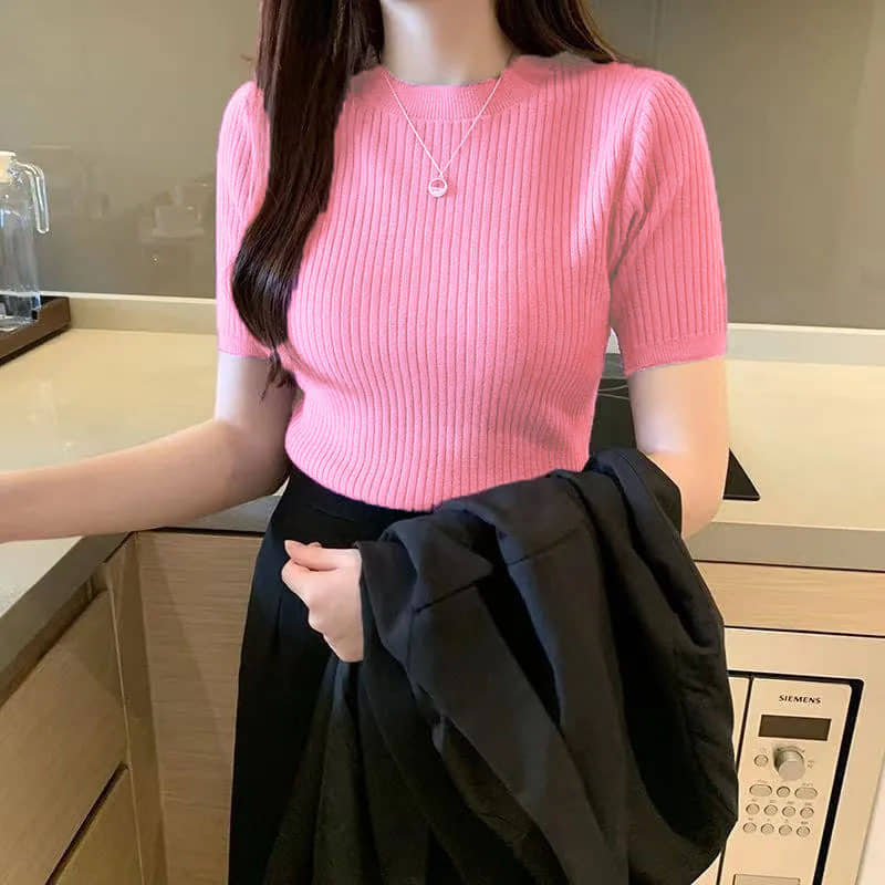 Istyle Can Women's Cotton Blend Regular Top ( Pink )