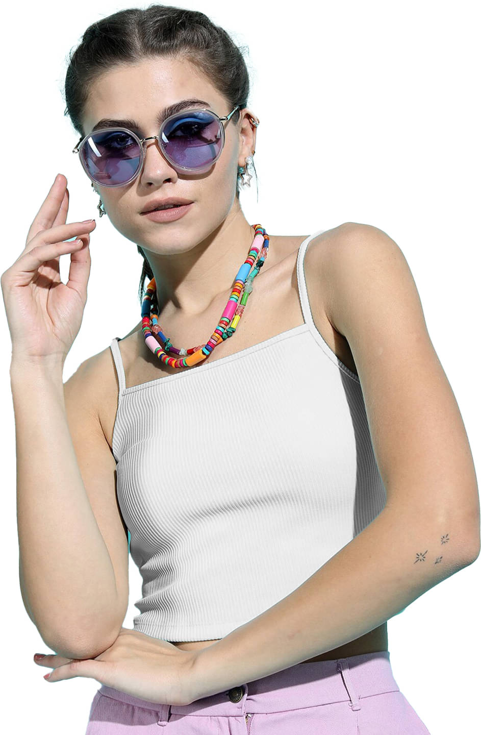Istyle Can Women's Cotton Blend Crop Top ( White ) Istyle Can Women's Cotton Blend Crop Top ( White )
