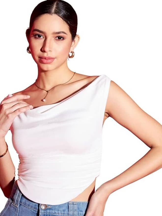 Istyle Can Women's Lycra Regular Top ( White )