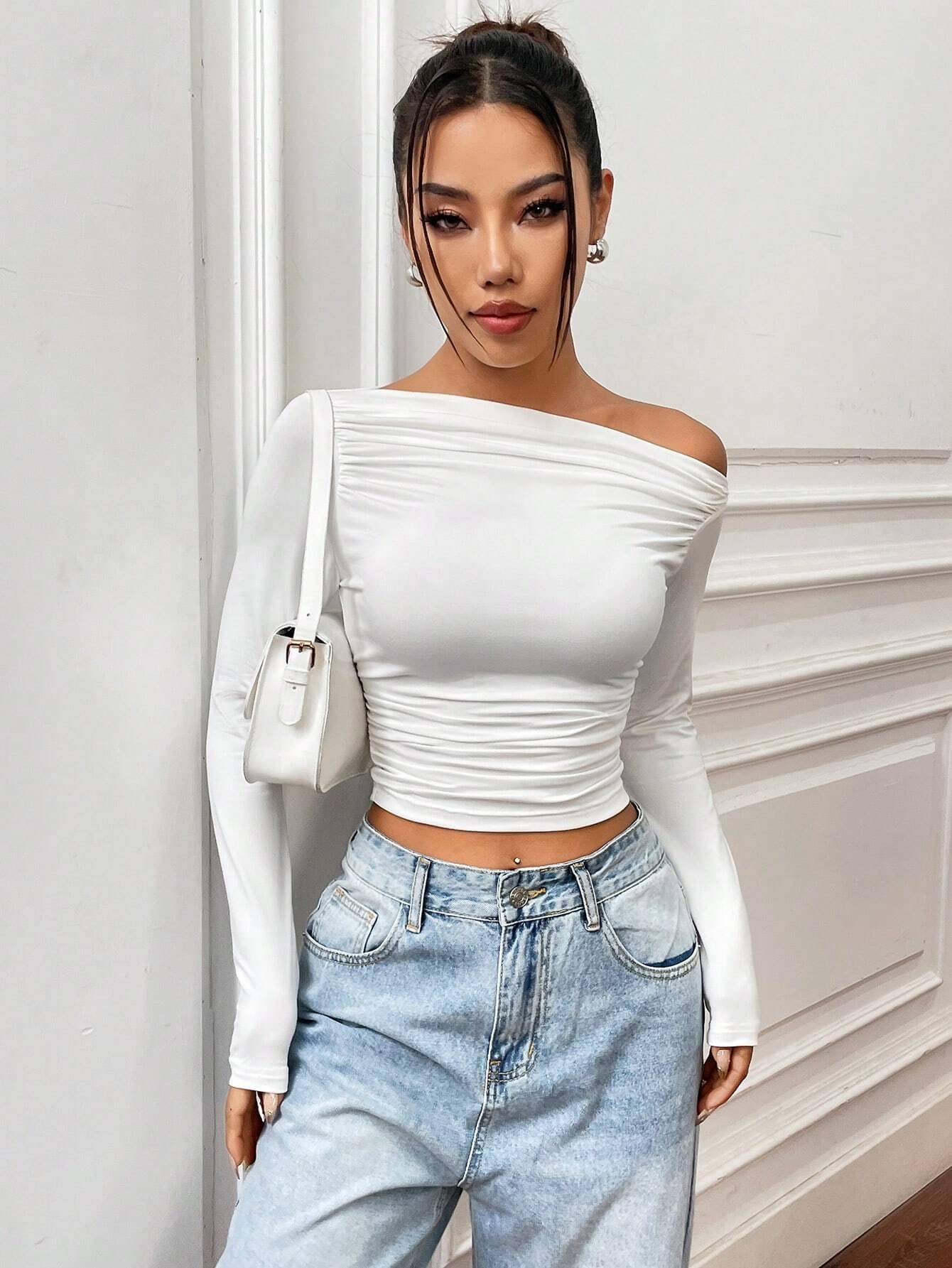 Istyle Can Women's Polyester Crop Top ( White ) Istyle Can Women's Polyester Crop Top ( White )