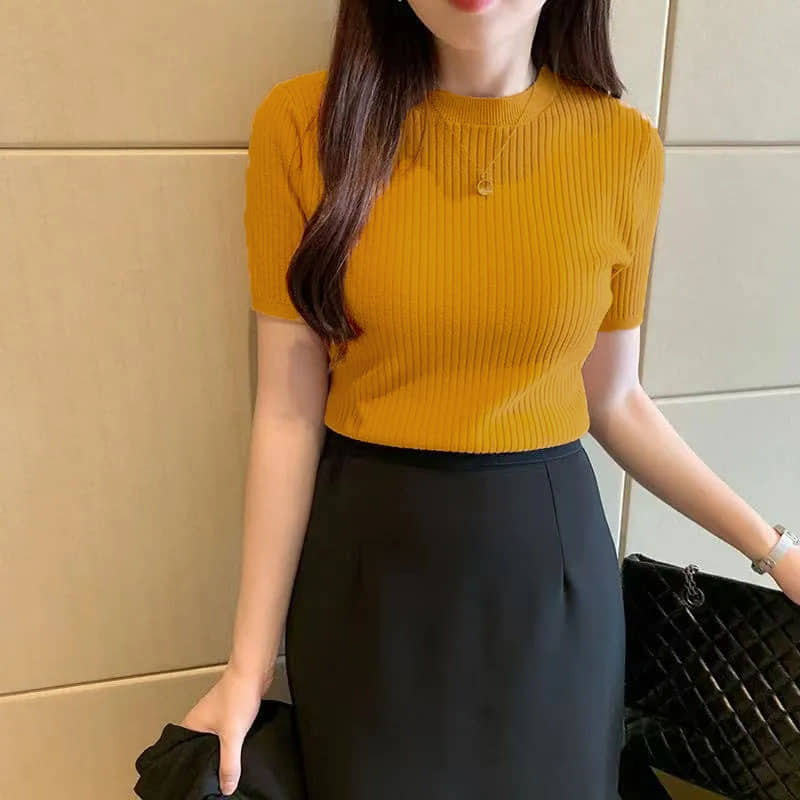 Istyle Can Women's Cotton Blend Regular Top ( Yellow )