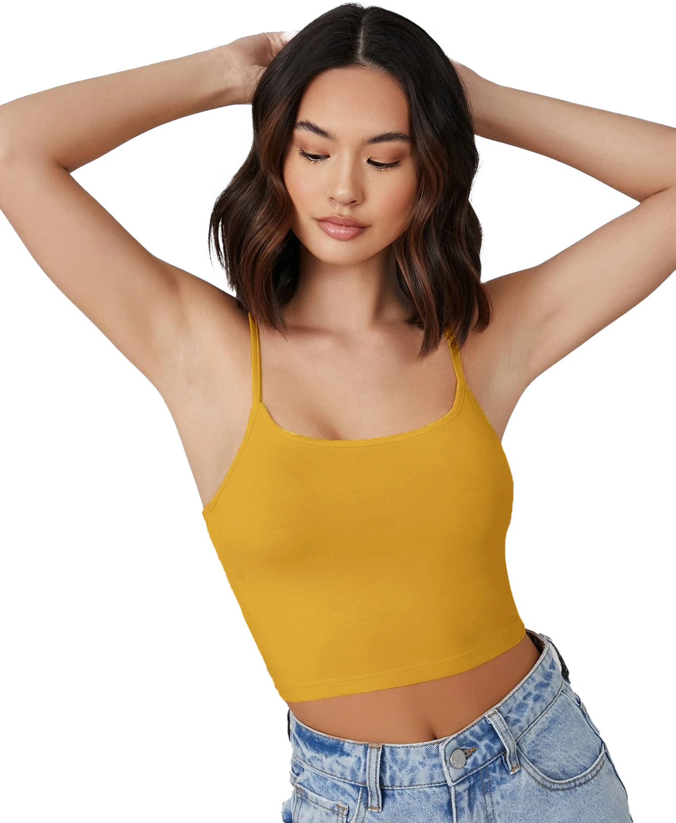 Istyle Can Women's Hosiery Crop Top ( Yellow ) Istyle Can Women's Hosiery Crop Top ( Yellow )