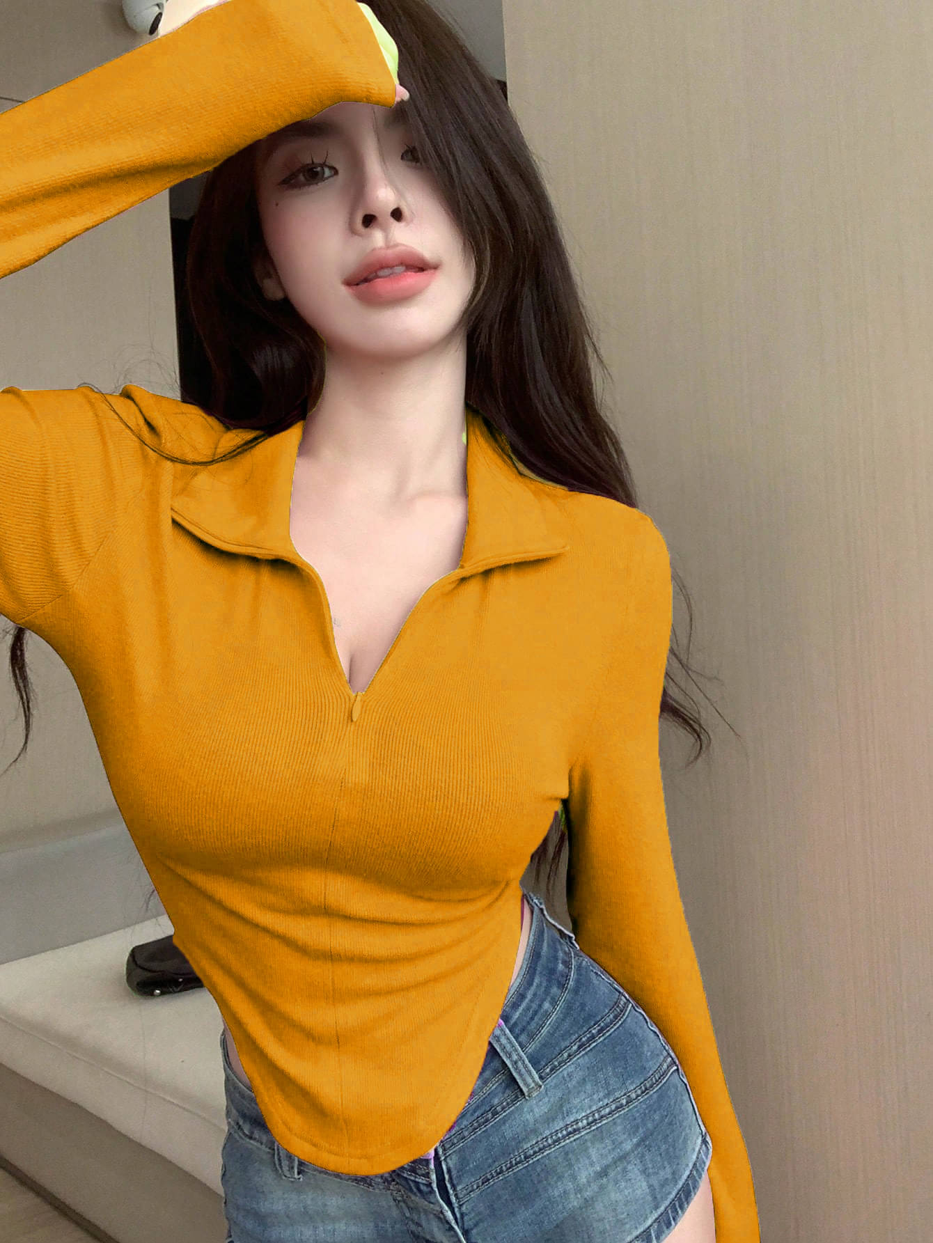     			Istyle Can Women's Polyester Asymmetrical Top ( Yellow )