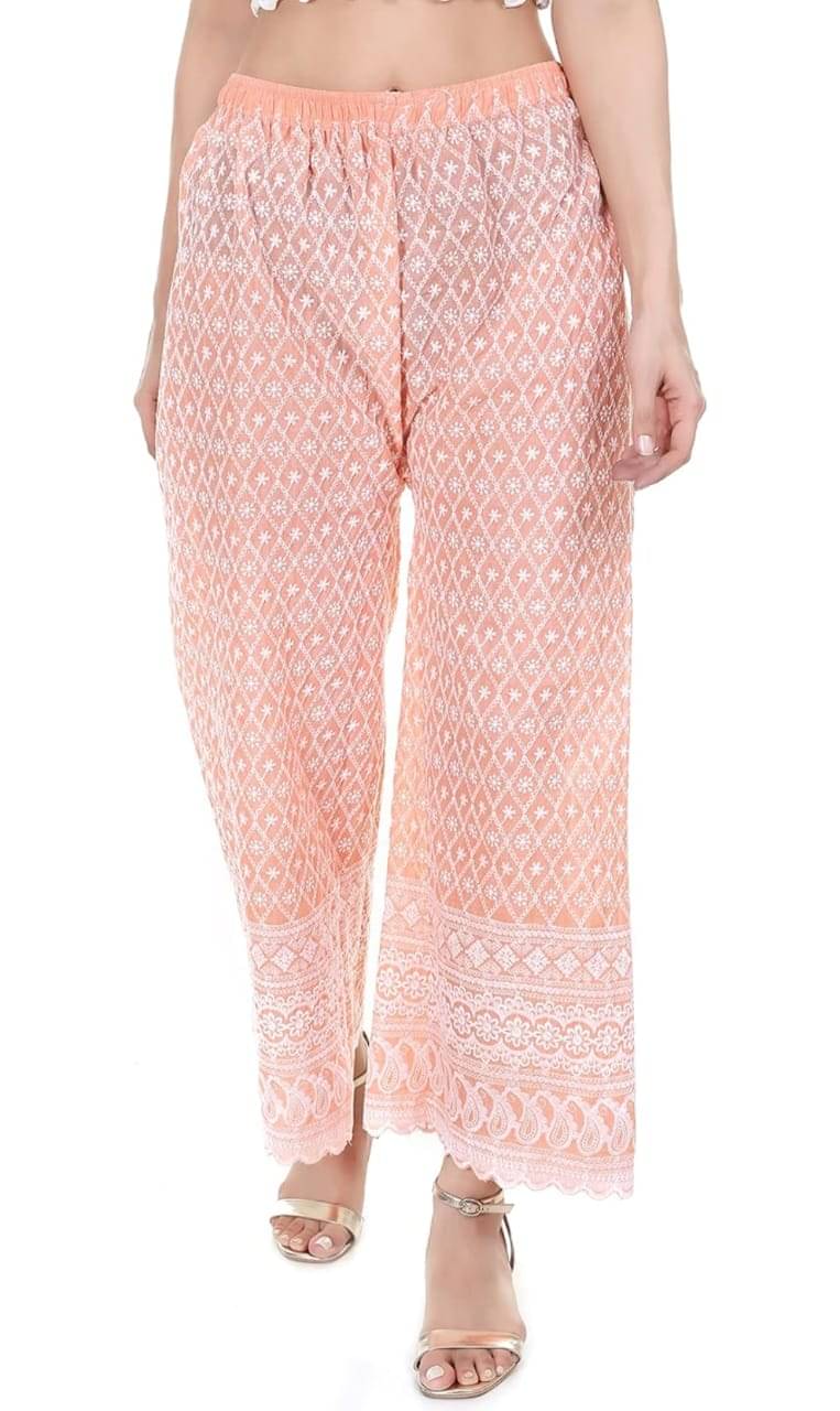 Riza Collections Pack of 1 Cotton Straight Women's Palazzos ( Peach )     			Riza Collections Pack of 1 Cotton Straight Women's Palazzos ( Peach )