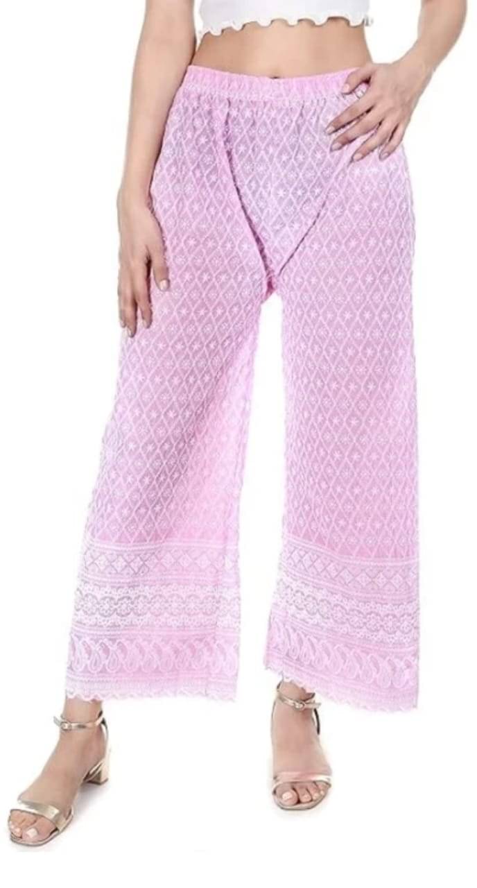 Riza Collections Pack of 1 Cotton Straight Women's Palazzos ( Pink ) Riza Collections Pack of 1 Cotton Straight Women's Palazzos ( Pink )