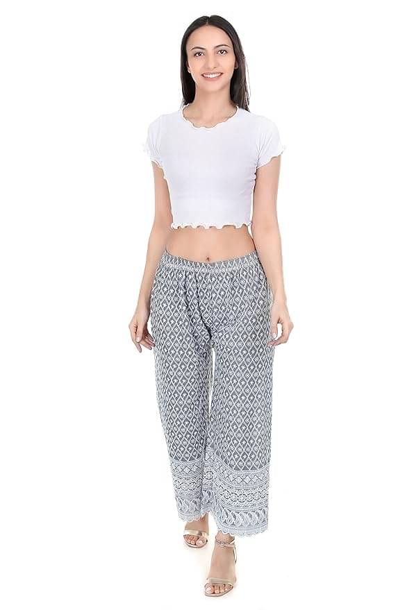 Riza Collections Pack of 1 Cotton Straight Women's Palazzos ( Grey )     			Riza Collections Pack of 1 Cotton Straight Women's Palazzos ( Grey )
