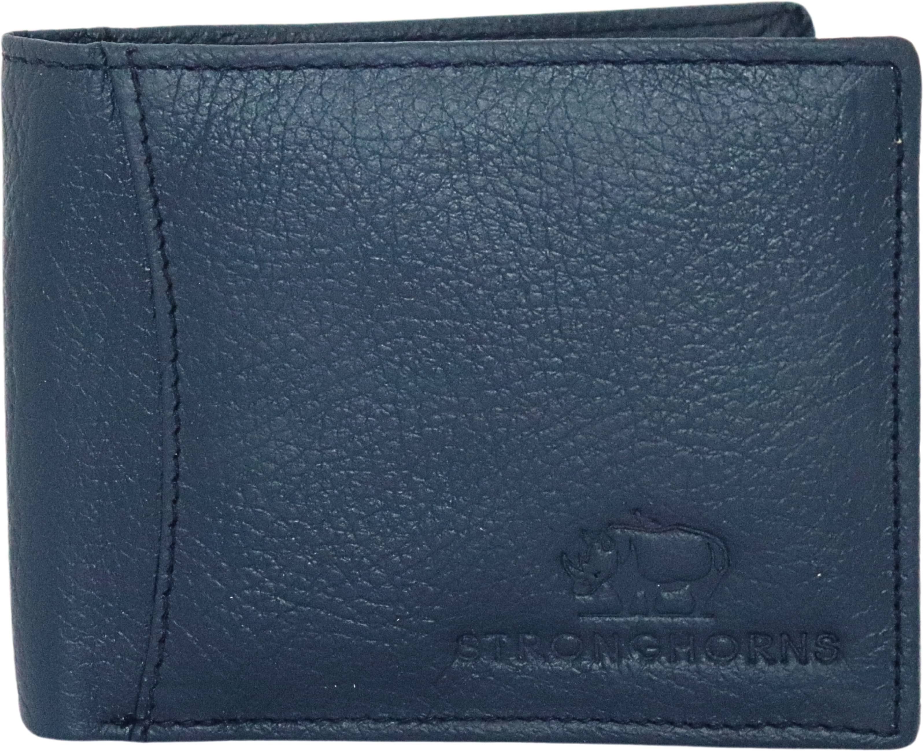     			STRONG HORNS 100% Leather Engraved Men's Regular Wallet With 9 Slots For Card ( Blue , Pack of 1 )