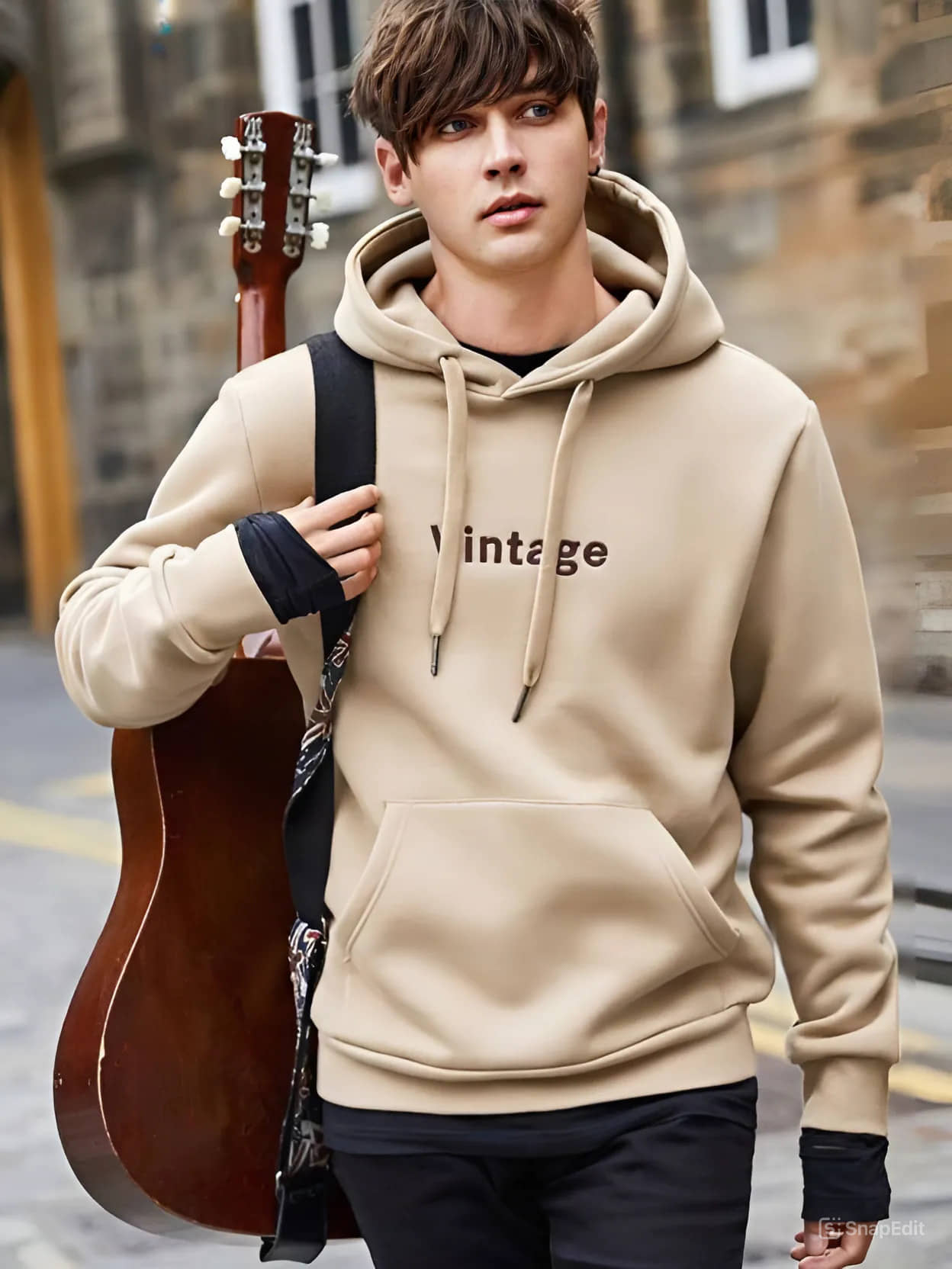 TAZO Cotton Blend Hooded Men's Sweatshirt - Beige ( Pack of 1 )