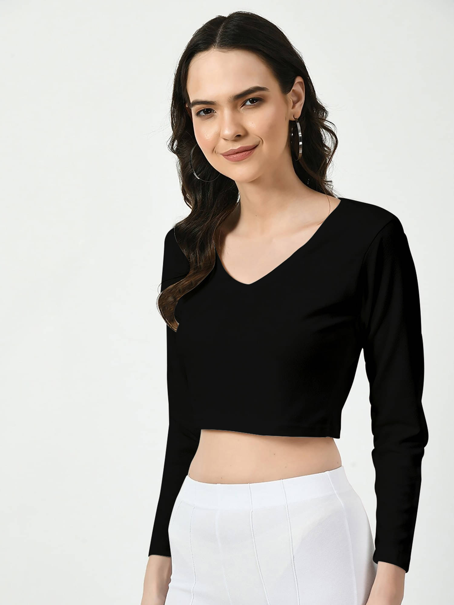 Dream Beauty Fashion Women's Polyester Crop Top ( Black ) Dream Beauty Fashion Women's Polyester Crop Top ( Black )