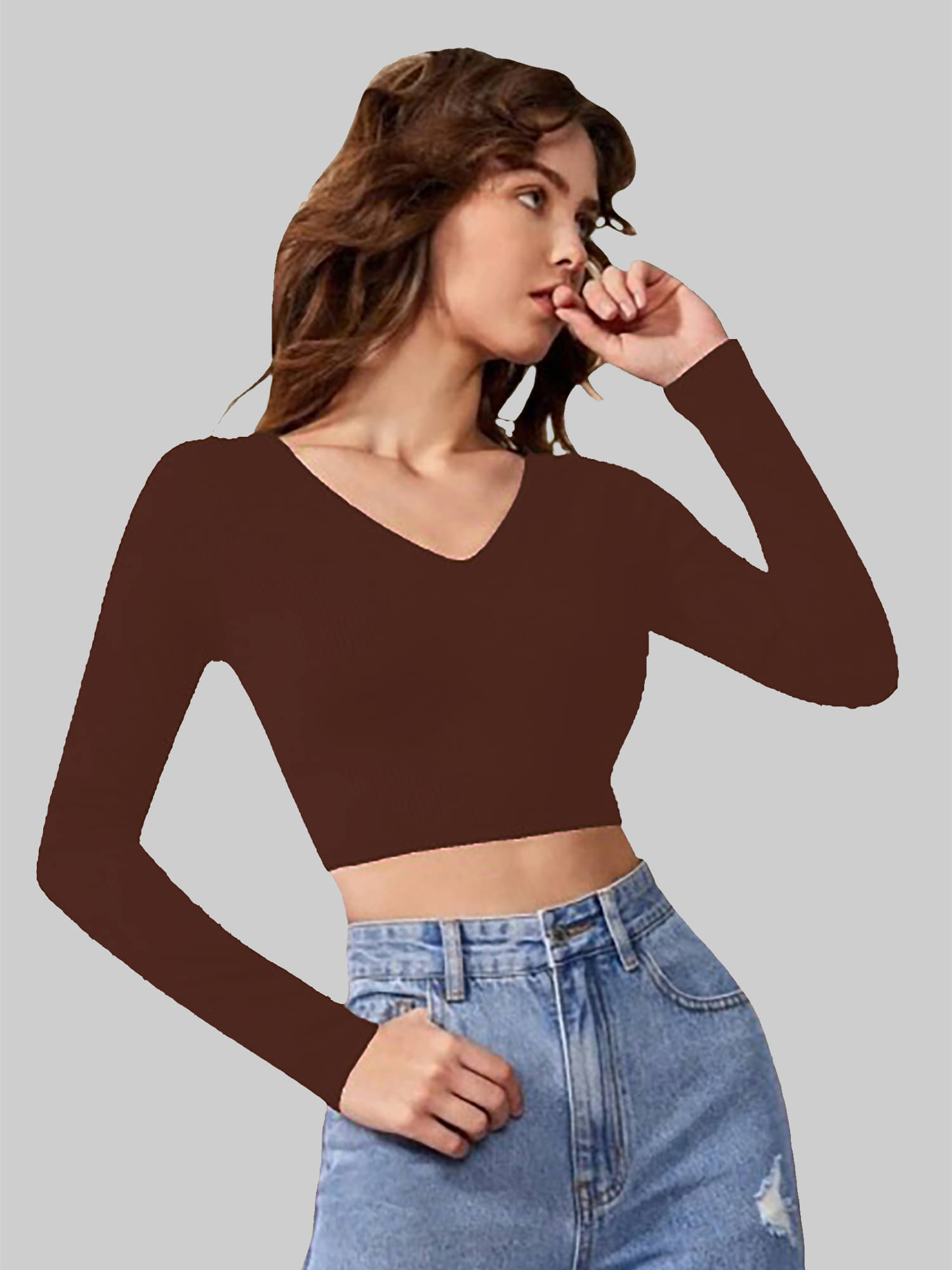     			Dream Beauty Fashion Women's Polyester Crop Top ( Brown )