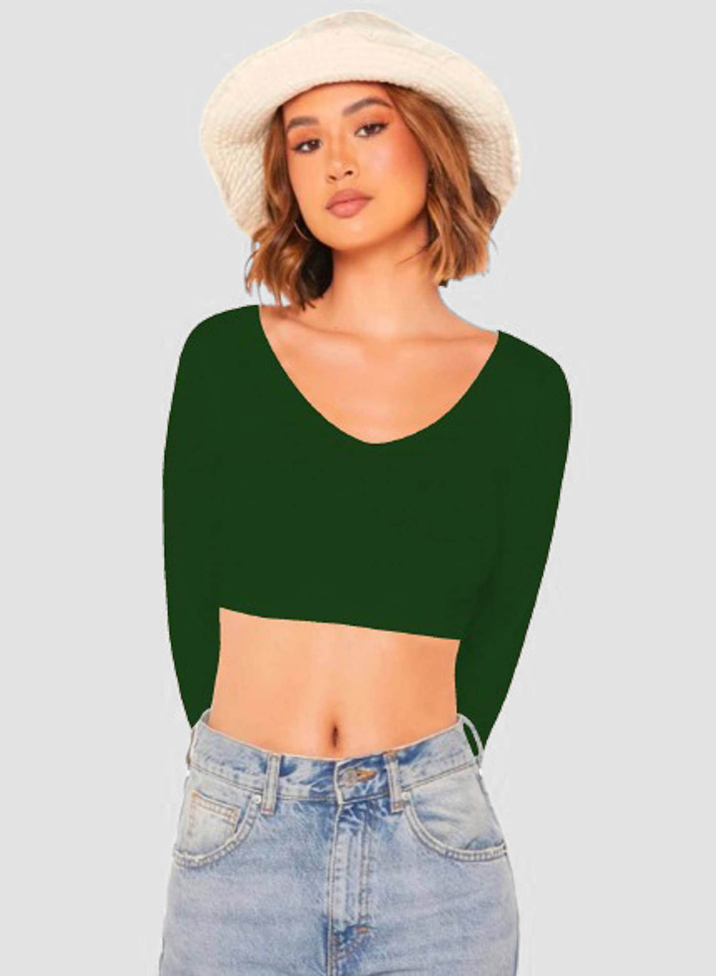Dream Beauty Fashion Women's Polyester Crop Top ( Green ) Dream Beauty Fashion Women's Polyester Crop Top ( Green )