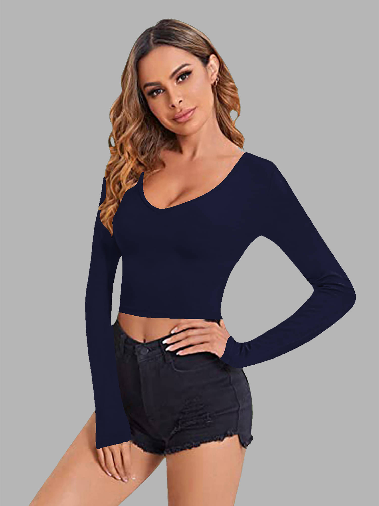     			Dream Beauty Fashion Women's Polyester Regular Top ( Navy Blue )