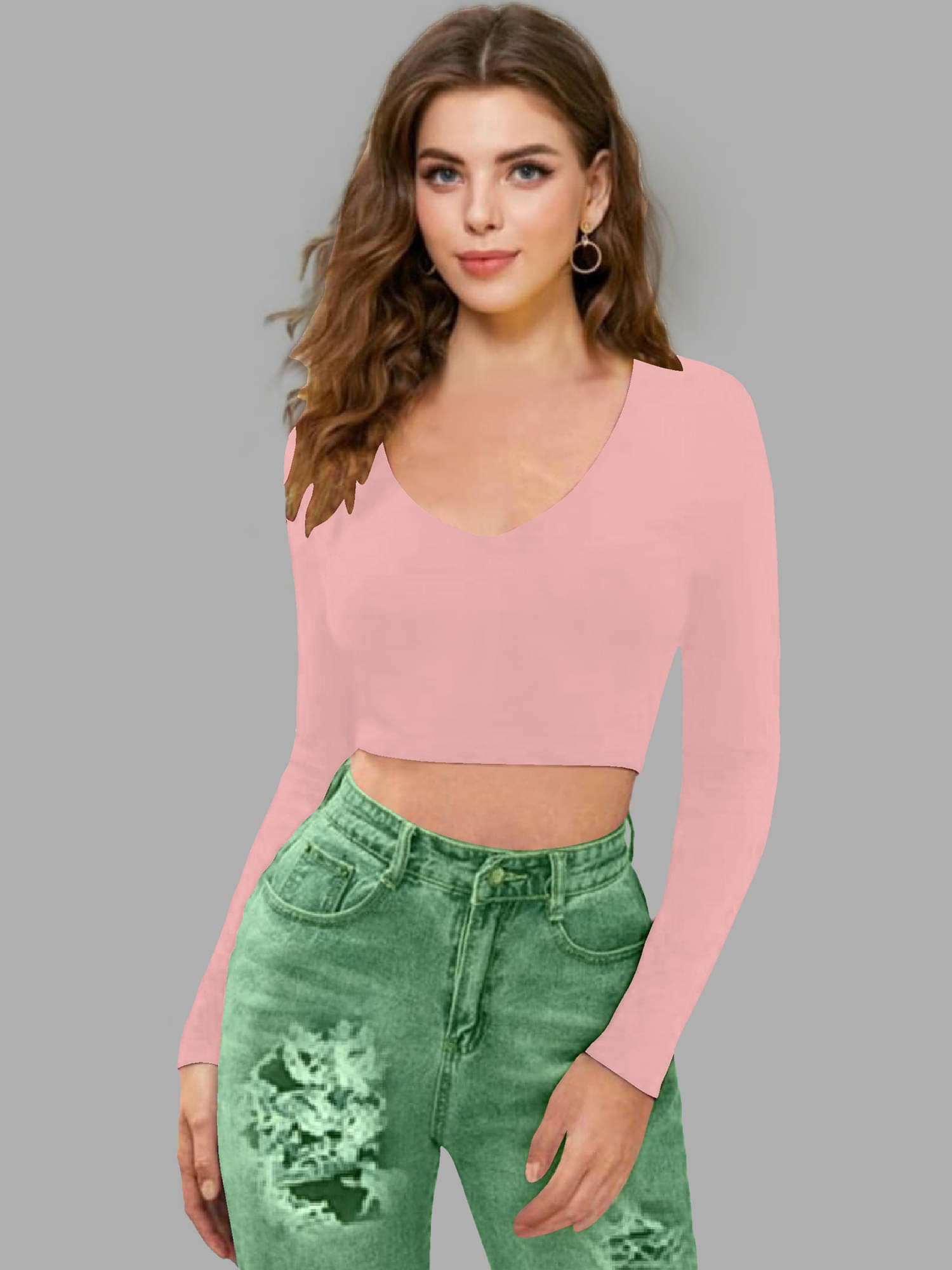     			Dream Beauty Fashion Women's Polyester Crop Top ( Peach )