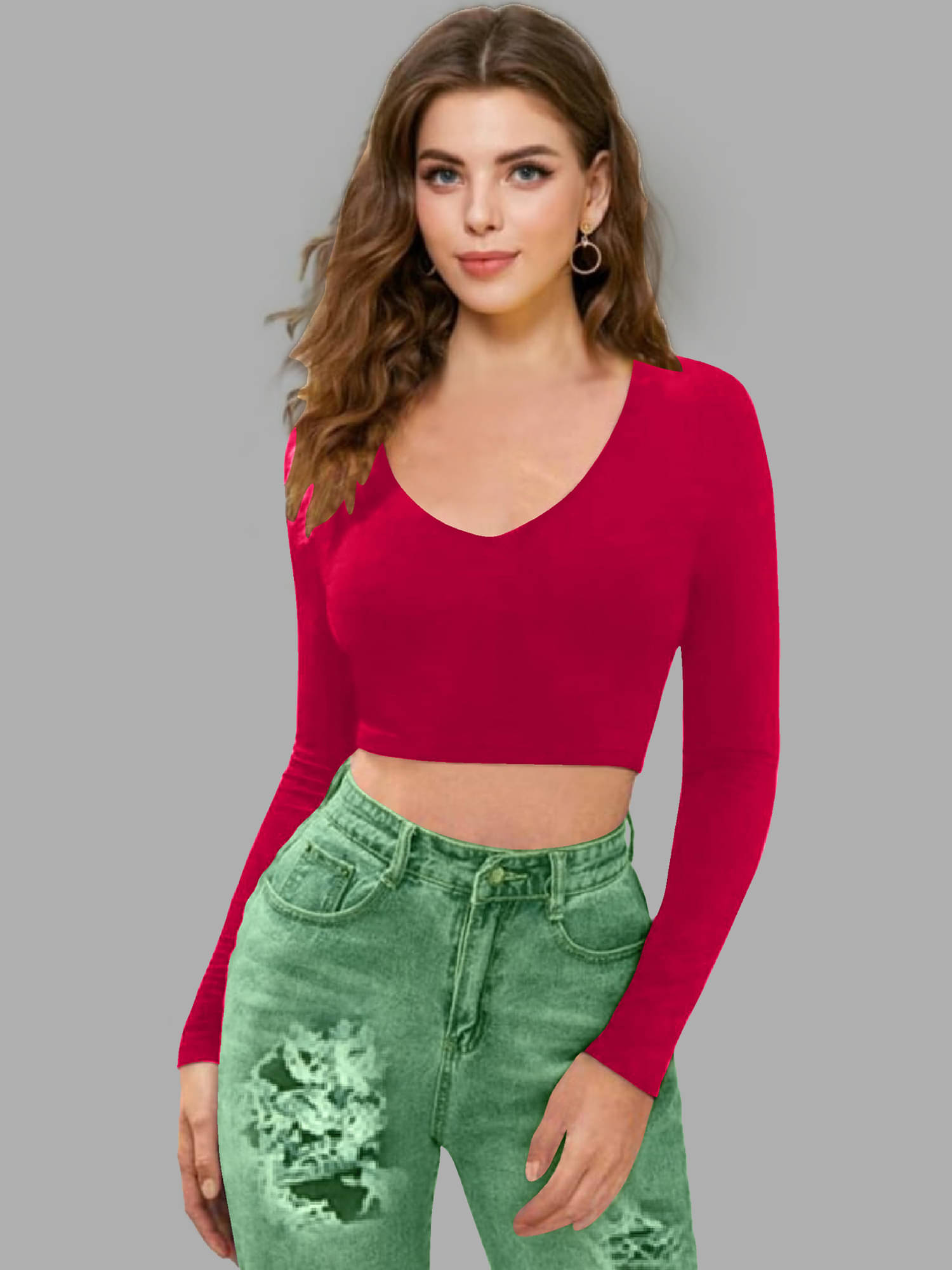     			Dream Beauty Fashion Women's Polyester Crop Top ( Red )