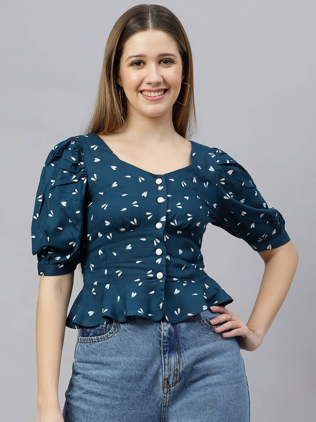     			Flamboyant Women's Viscose Rayon Cape Top ( Blue )