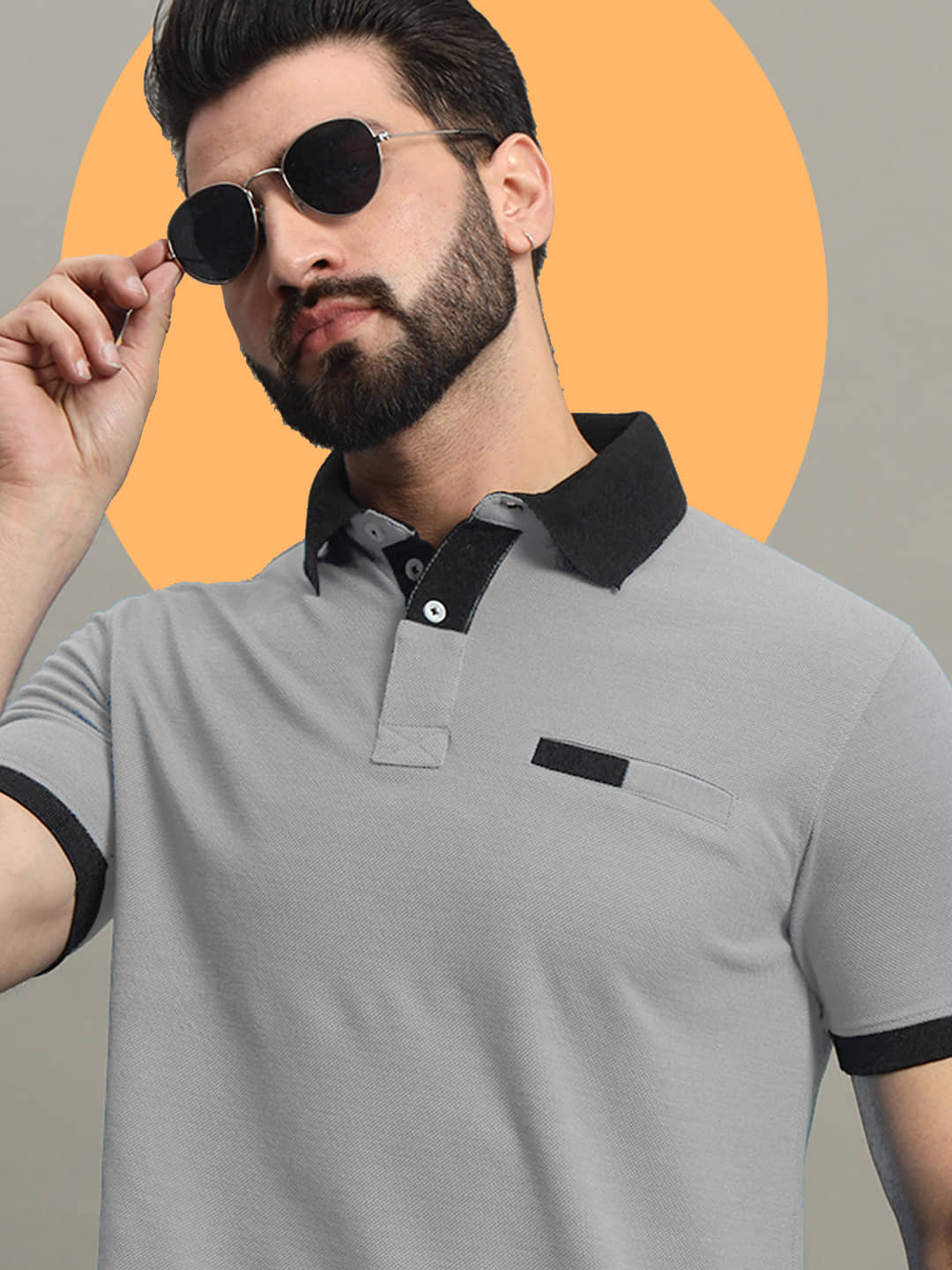 GET GOLF Pack of 1 Cotton Blend Regular Fit Solid Half Sleeves Men's Polo T Shirt ( Grey )