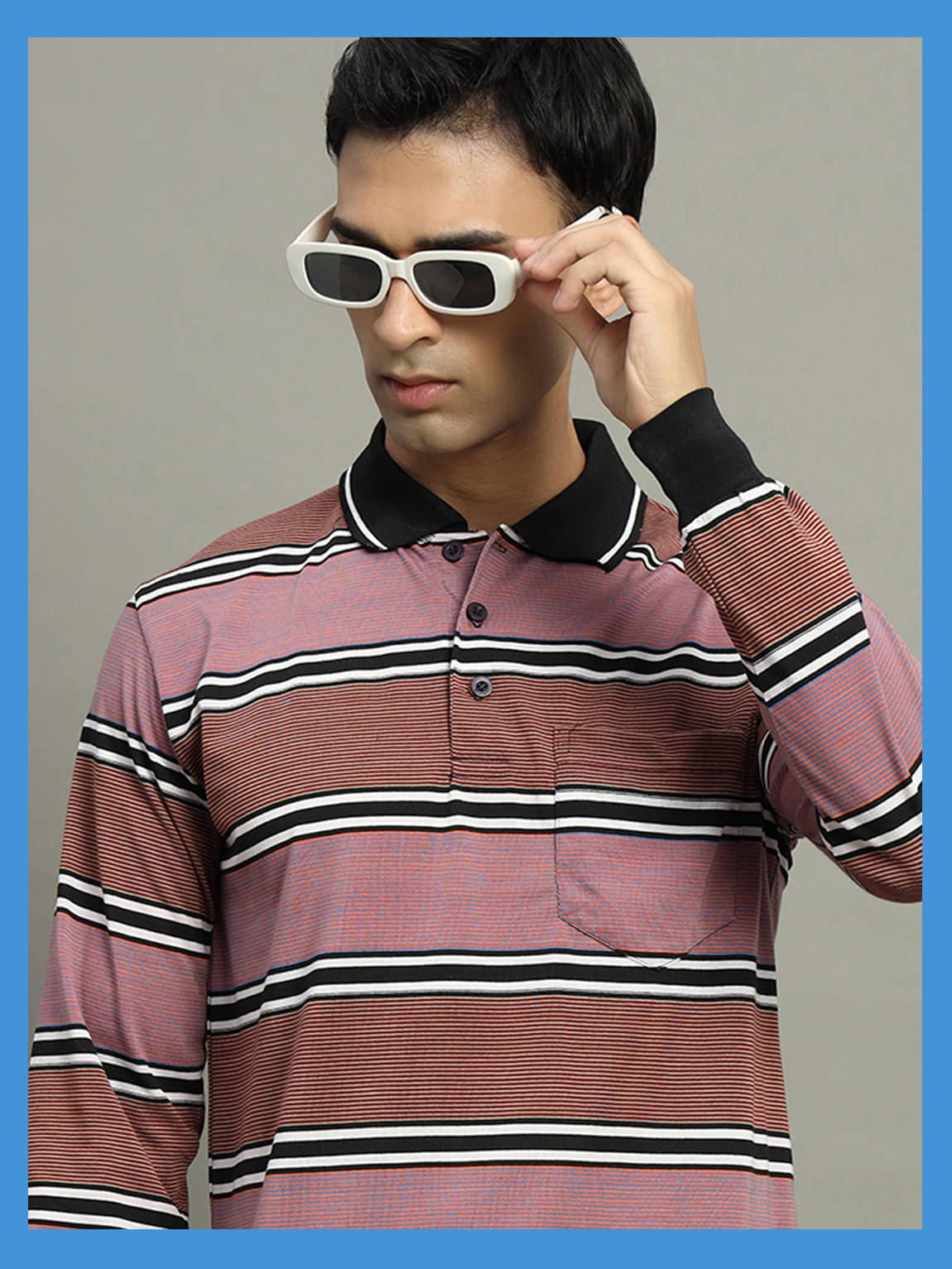 GET GOLF Pack of 1 Cotton Blend Regular Fit Striped Full Sleeves Men's Polo T Shirt ( Brown ) GET GOLF Pack of 1 Cotton Blend Regular Fit Striped Full Sleeves Men's Polo T Shirt ( Brown )