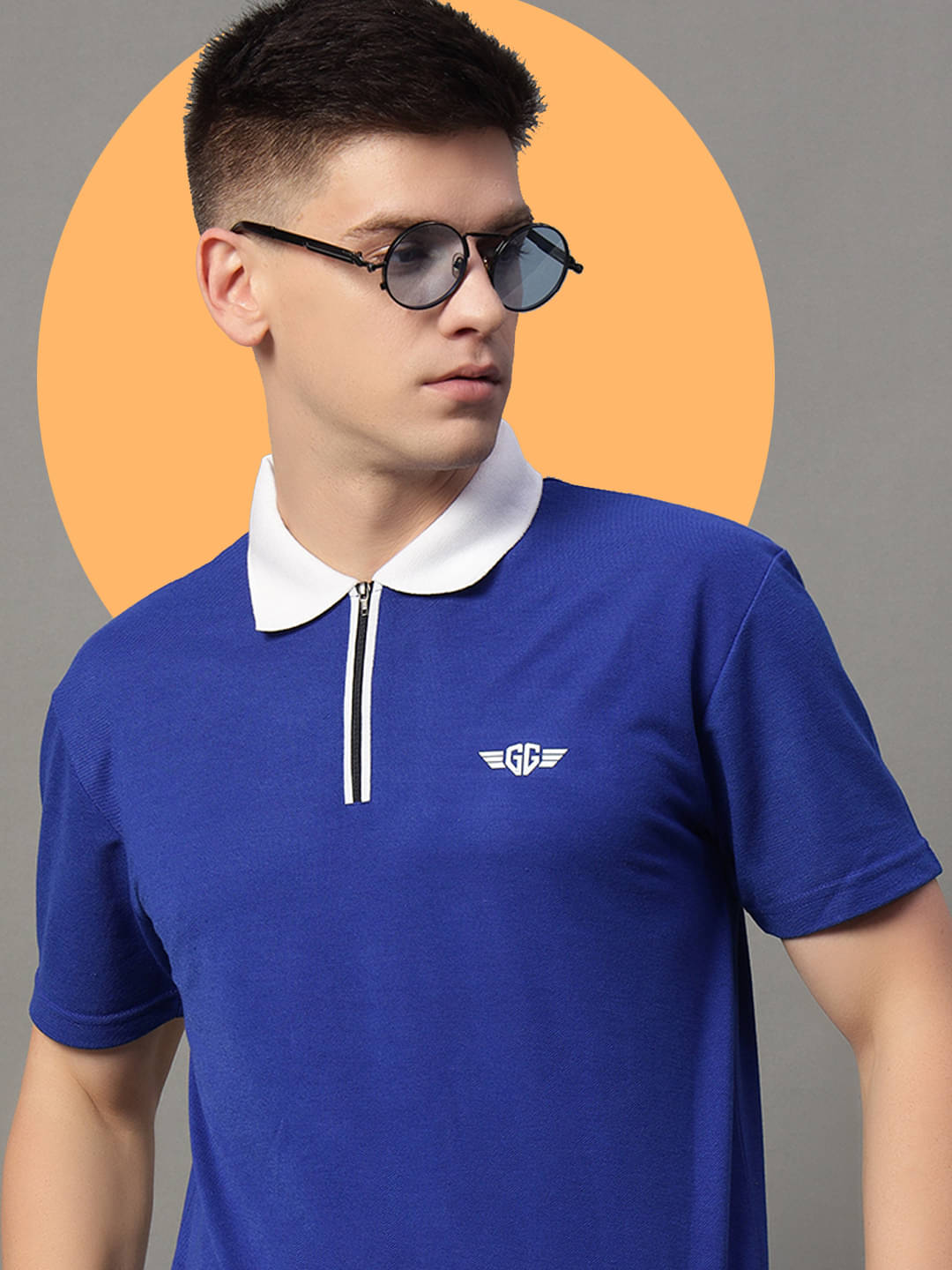     			GET GOLF Pack of 1 Cotton Blend Regular Fit Solid Half Sleeves Men's Polo T Shirt ( Blue )