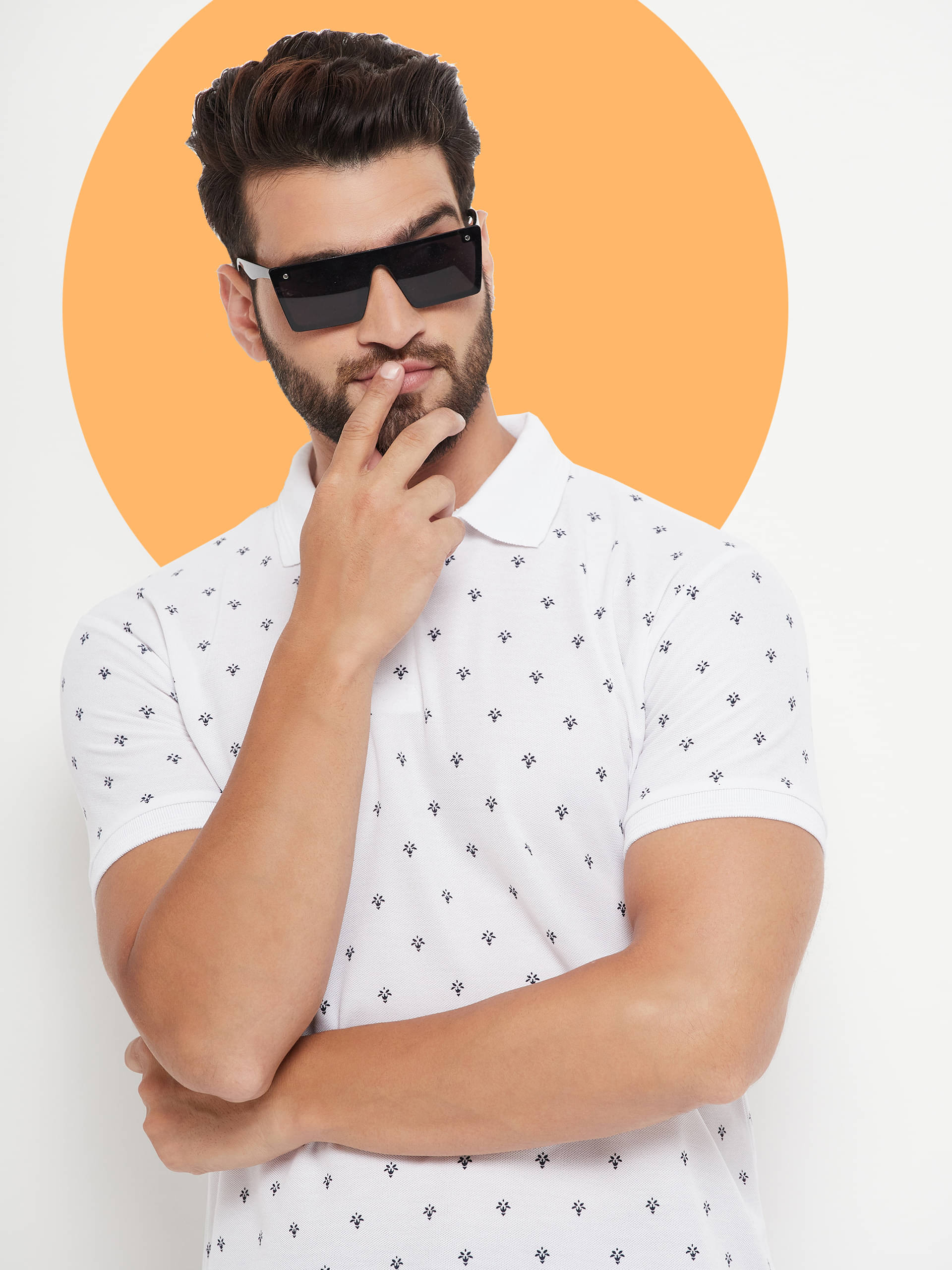     			GET GOLF Pack of 1 Cotton Blend Regular Fit Printed Half Sleeves Men's Polo T Shirt ( White )