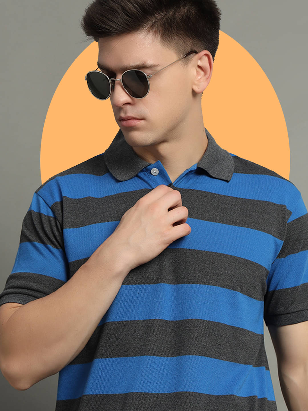 GET GOLF Pack of 1 Cotton Blend Regular Fit Striped Half Sleeves Men's Polo T Shirt ( Blue ) GET GOLF Pack of 1 Cotton Blend Regular Fit Striped Half Sleeves Men's Polo T Shirt ( Blue )
