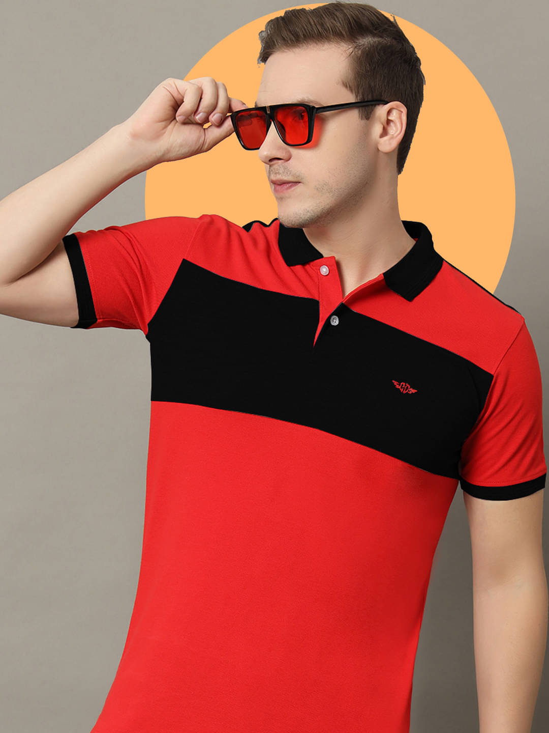 GET GOLF Pack of 1 Cotton Blend Regular Fit Colorblock Half Sleeves Men's Polo T Shirt ( Red ) GET GOLF Pack of 1 Cotton Blend Regular Fit Colorblock Half Sleeves Men's Polo T Shirt ( Red )