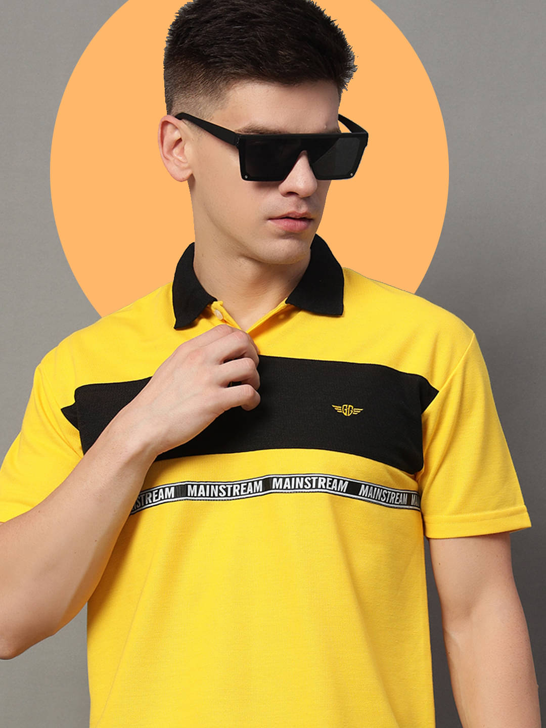 GET GOLF Pack of 1 Cotton Blend Regular Fit Colorblock Half Sleeves Men's Polo T Shirt ( Yellow ) GET GOLF Pack of 1 Cotton Blend Regular Fit Colorblock Half Sleeves Men's Polo T Shirt ( Yellow )
