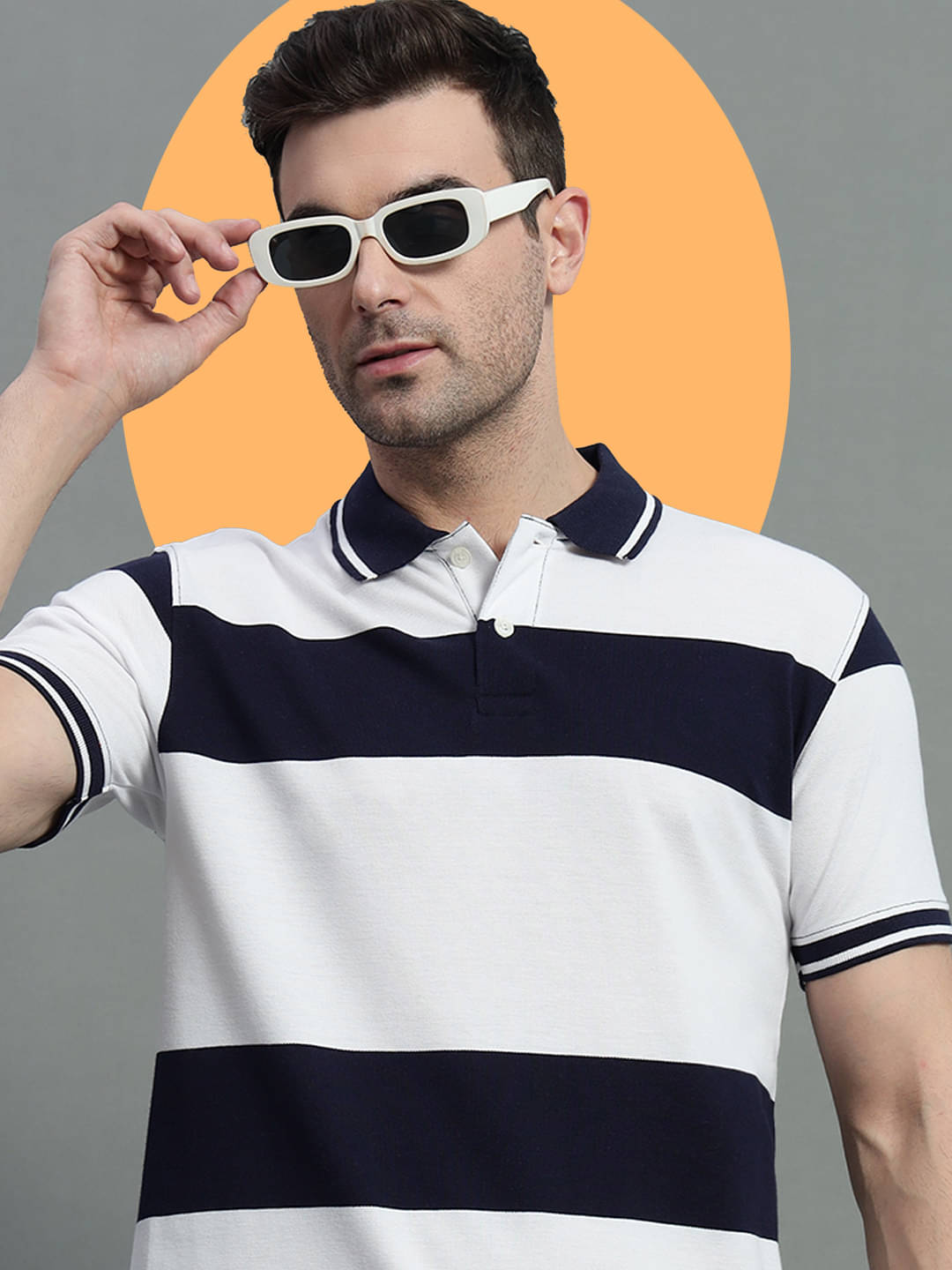    			GET GOLF Pack of 1 Cotton Blend Regular Fit Colorblock Half Sleeves Men's Polo T Shirt ( White )