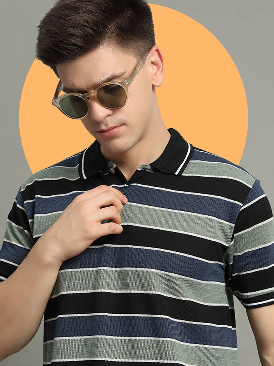GET GOLF Pack of 1 Cotton Blend Regular Fit Striped Half Sleeves Men's Polo T Shirt ( Black ) GET GOLF Pack of 1 Cotton Blend Regular Fit Striped Half Sleeves Men's Polo T Shirt ( Black )