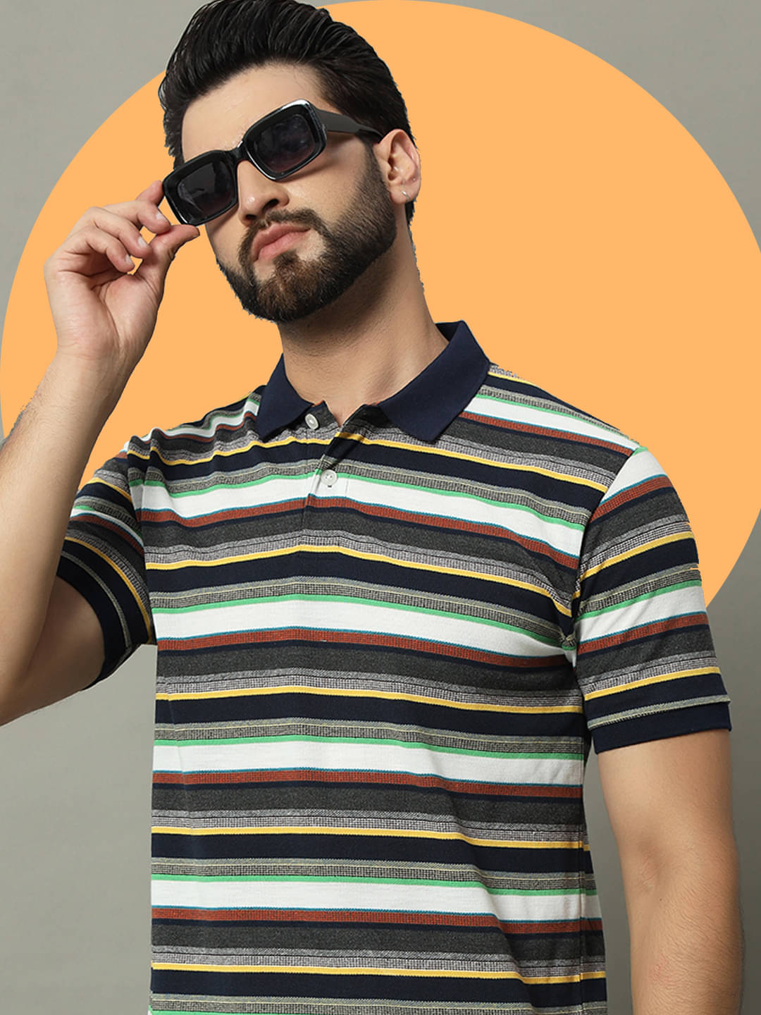 GET GOLF Pack of 1 Cotton Blend Regular Fit Striped Half Sleeves Men's Polo T Shirt ( Multicolor ) GET GOLF Pack of 1 Cotton Blend Regular Fit Striped Half Sleeves Men's Polo T Shirt ( Multicolor )