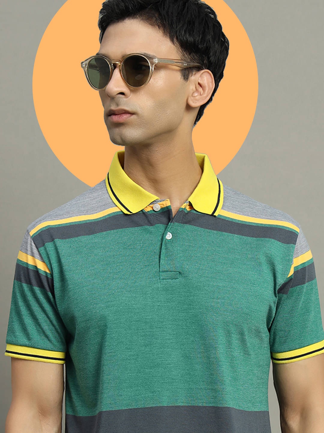     			GET GOLF Pack of 1 Cotton Blend Regular Fit Colorblock Half Sleeves Men's Polo T Shirt ( Multicolor )