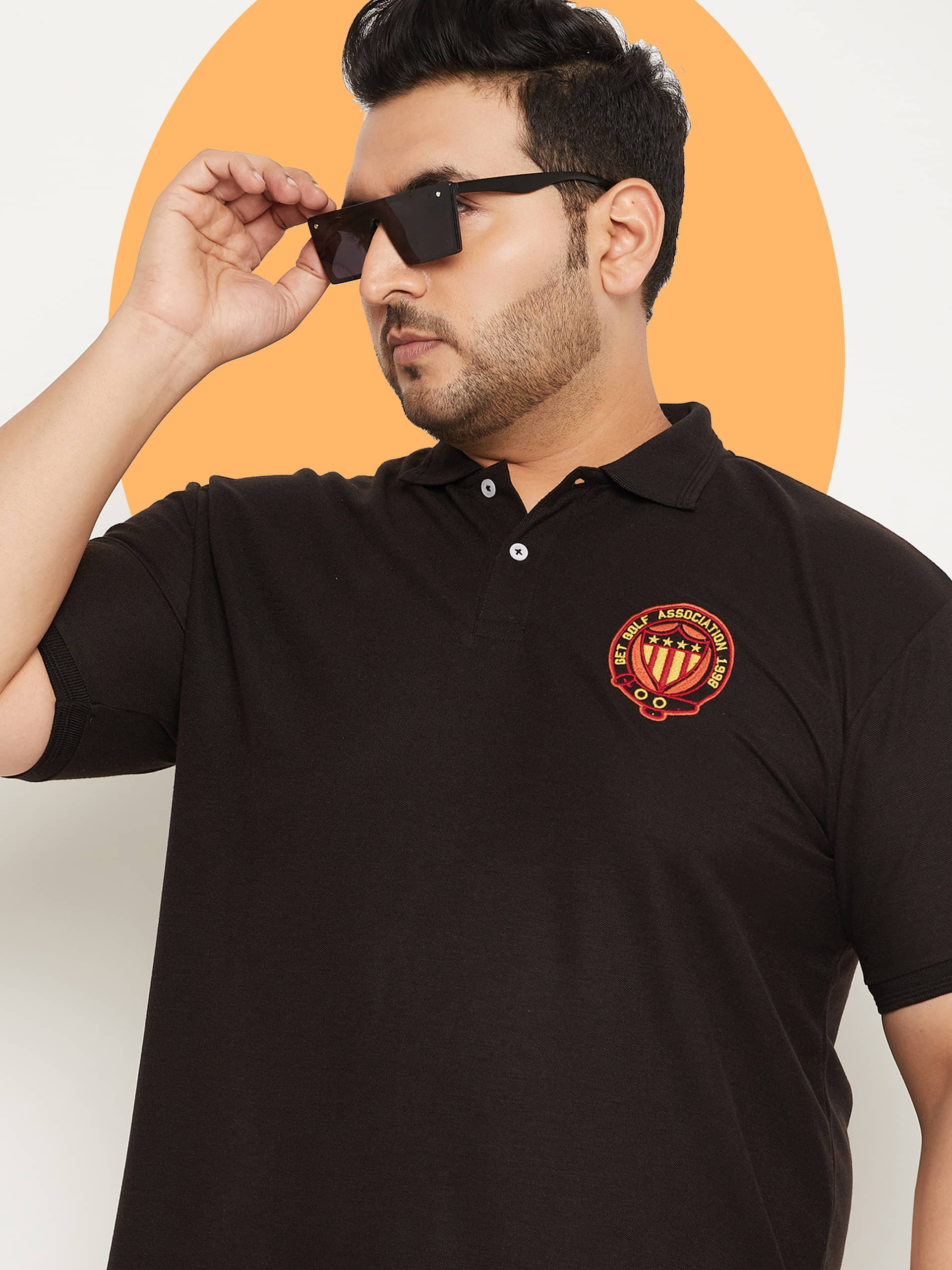 GET GOLF Pack of 1 Cotton Blend Regular Fit Solid Half Sleeves Men's Polo T Shirt ( Black )