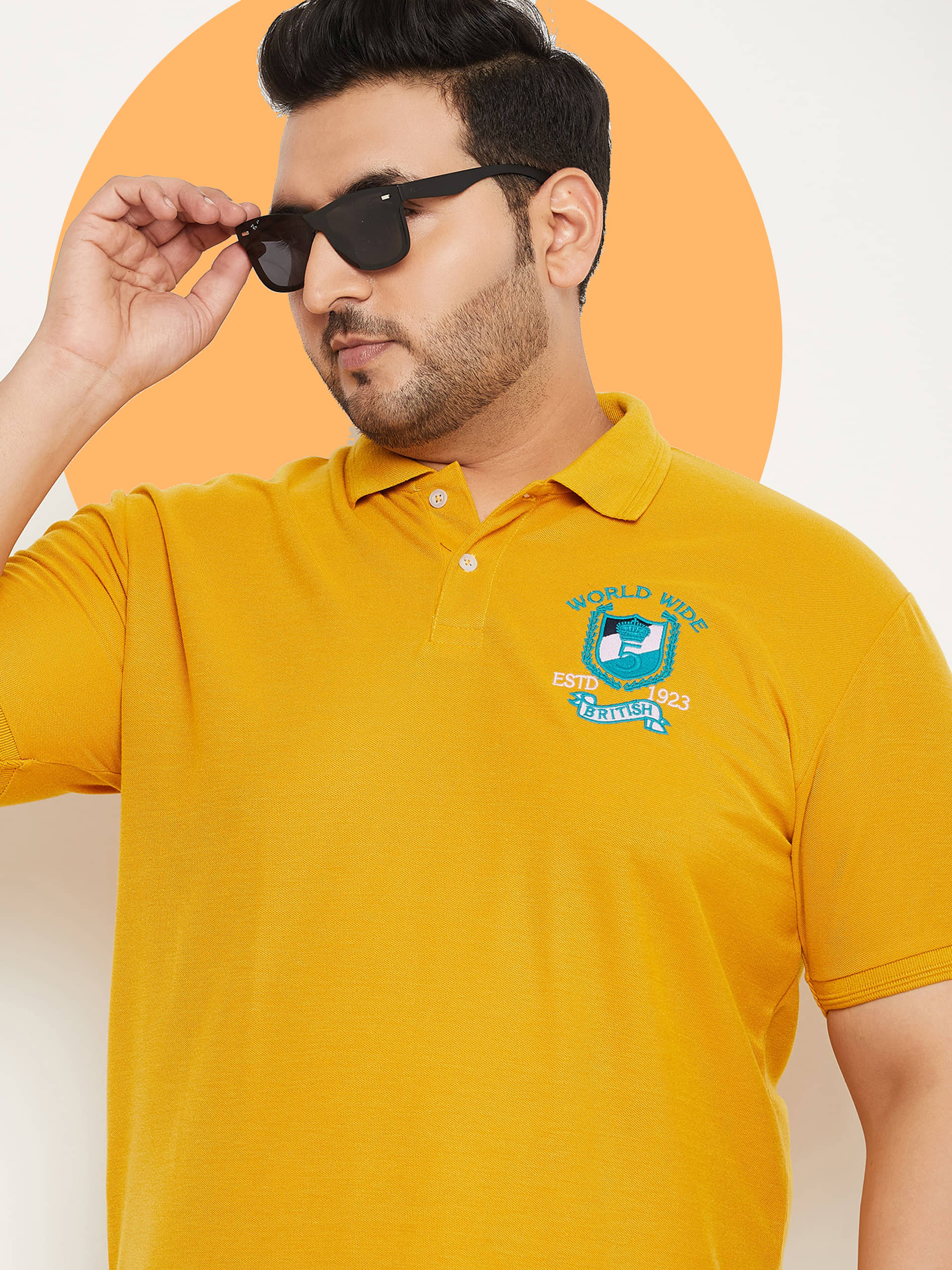 GET GOLF Pack of 1 Cotton Blend Regular Fit Solid Half Sleeves Men's Polo T Shirt ( Mustard )