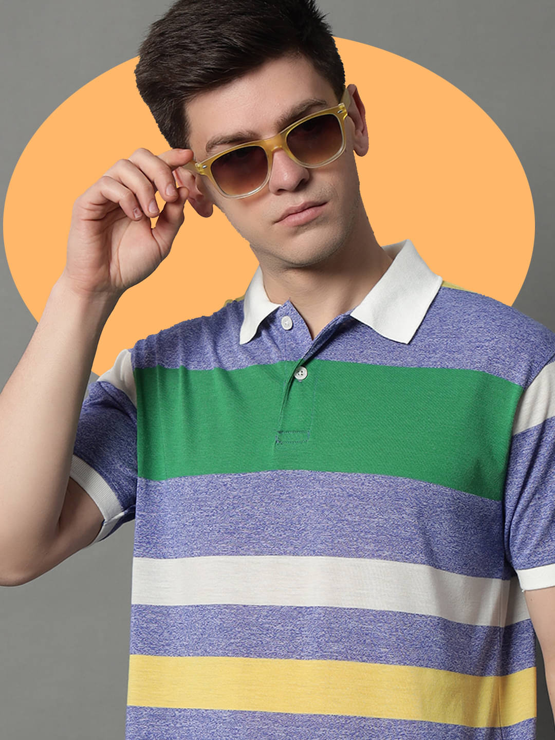 GET GOLF Pack of 1 Cotton Blend Regular Fit Striped Half Sleeves Men's Polo T Shirt ( Multicolor )     			GET GOLF Pack of 1 Cotton Blend Regular Fit Striped Half Sleeves Men's Polo T Shirt ( Multicolor )