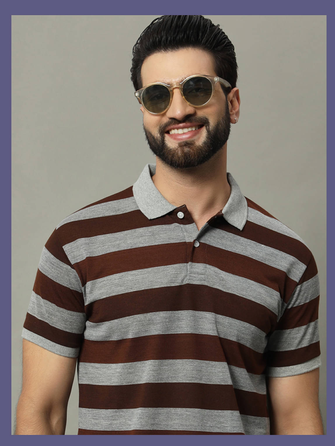 GET GOLF Pack of 1 Cotton Blend Regular Fit Striped Half Sleeves Men's Polo T Shirt ( Grey ) GET GOLF Pack of 1 Cotton Blend Regular Fit Striped Half Sleeves Men's Polo T Shirt ( Grey )
