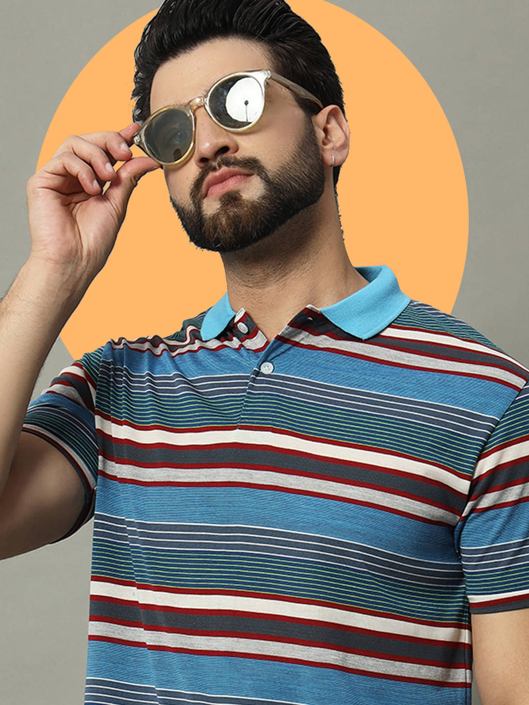     			GET GOLF Pack of 1 Cotton Blend Regular Fit Striped Half Sleeves Men's Polo T Shirt ( Multicolor )