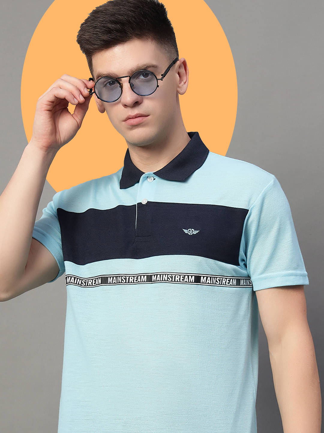 GET GOLF Pack of 1 Cotton Blend Regular Fit Colorblock Half Sleeves Men's Polo T Shirt ( Light Blue )     			GET GOLF Pack of 1 Cotton Blend Regular Fit Colorblock Half Sleeves Men's Polo T Shirt ( Light Blue )