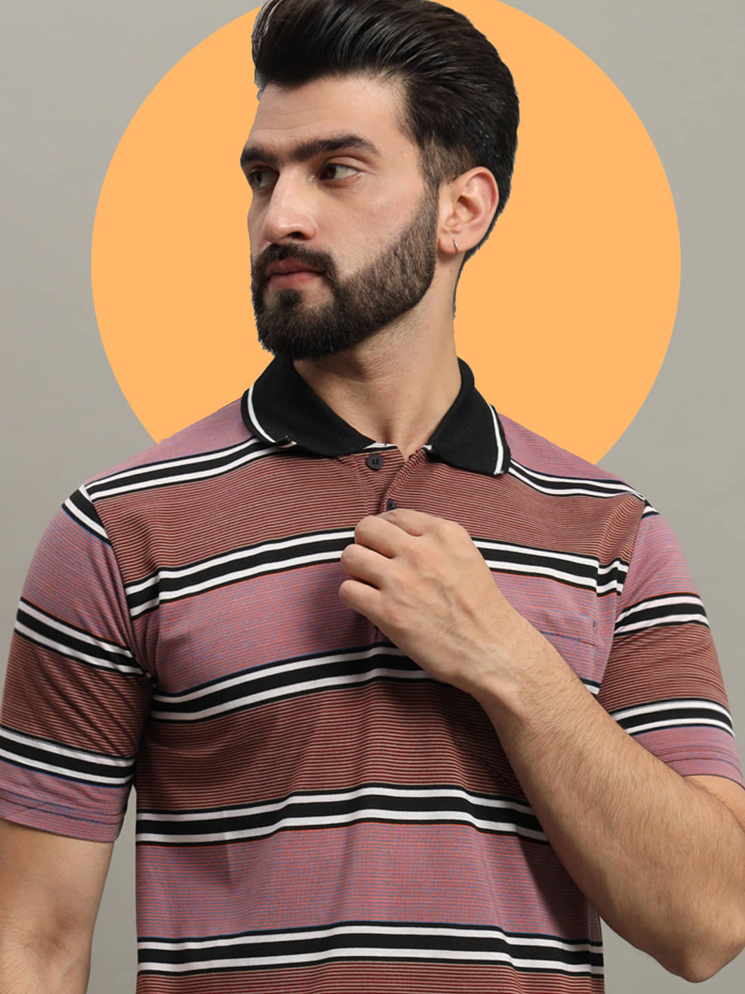     			GET GOLF Pack of 1 Cotton Blend Regular Fit Striped Half Sleeves Men's Polo T Shirt ( Multicolor )