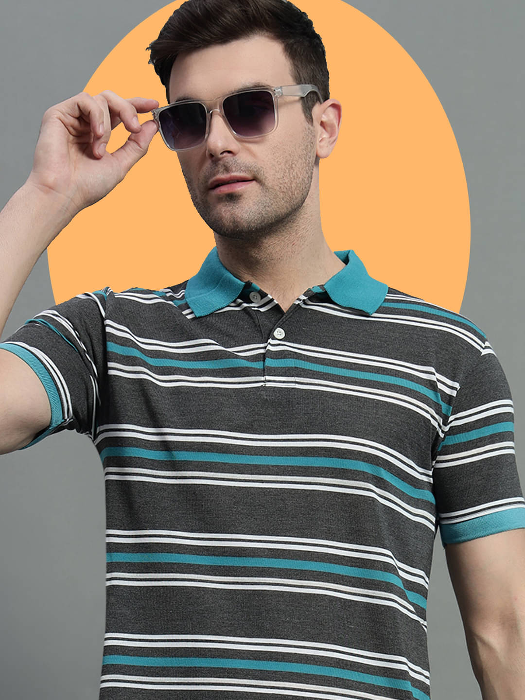     			GET GOLF Pack of 1 Cotton Blend Regular Fit Striped Half Sleeves Men's Polo T Shirt ( Light Blue )