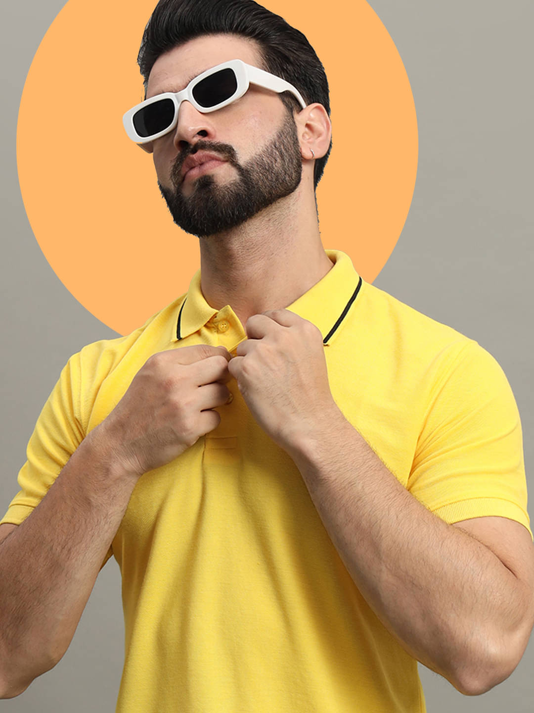     			GET GOLF Pack of 1 Cotton Blend Regular Fit Solid Half Sleeves Men's Polo T Shirt ( Yellow )