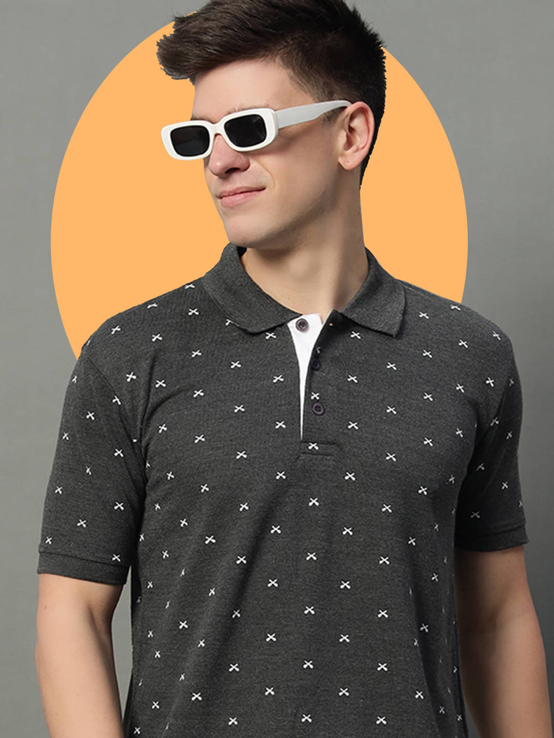     			GET GOLF Pack of 1 Cotton Blend Regular Fit Printed Half Sleeves Men's Polo T Shirt ( Grey )