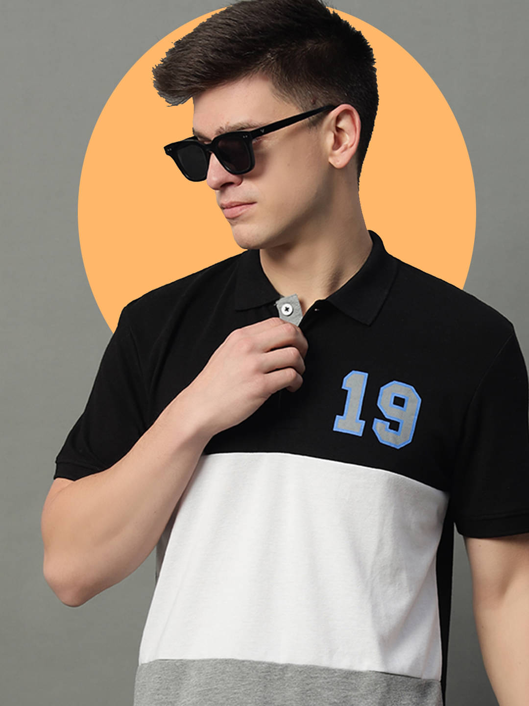     			GET GOLF Pack of 1 Cotton Blend Regular Fit Colorblock Half Sleeves Men's Polo T Shirt ( Black )