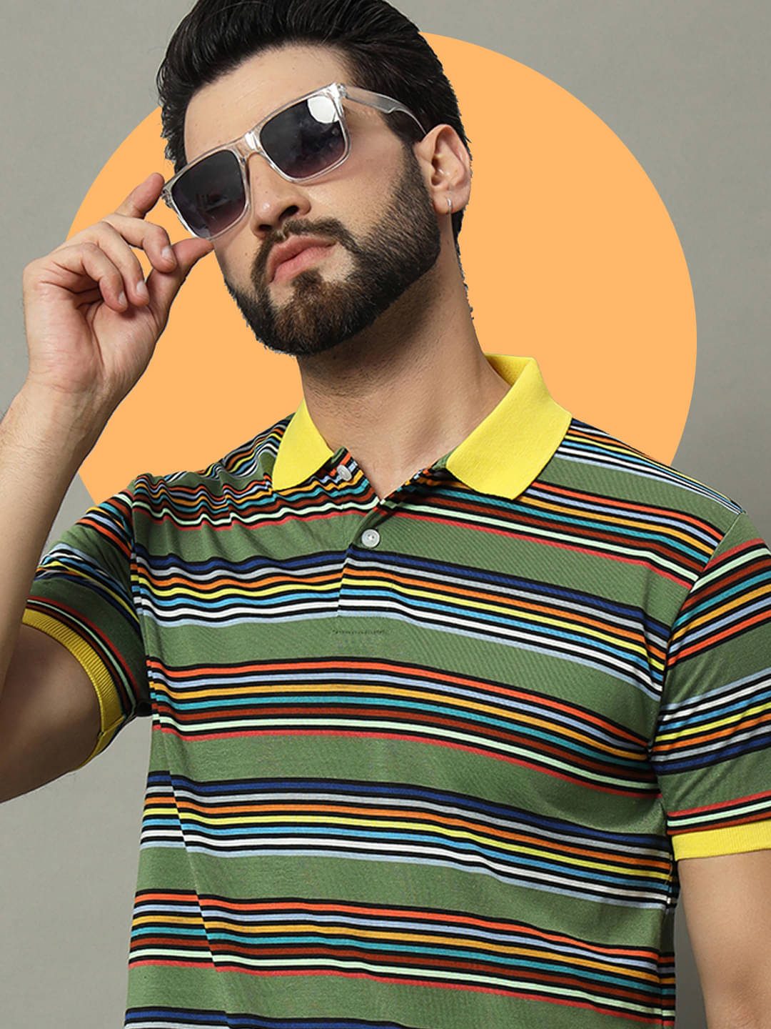     			GET GOLF Pack of 1 Cotton Blend Regular Fit Striped Half Sleeves Men's Polo T Shirt ( Multicolor )